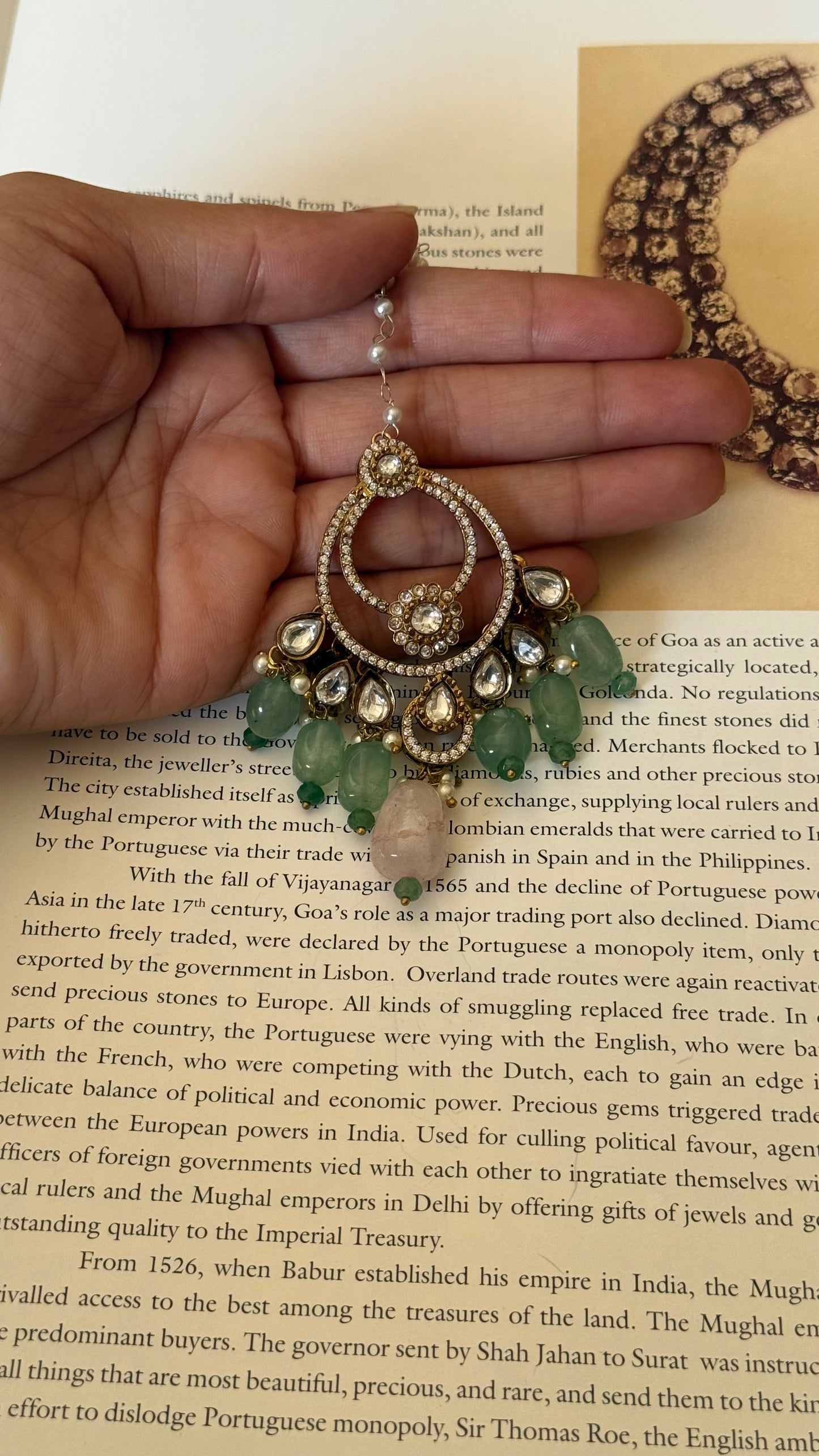 Emerald drop polki maangtika