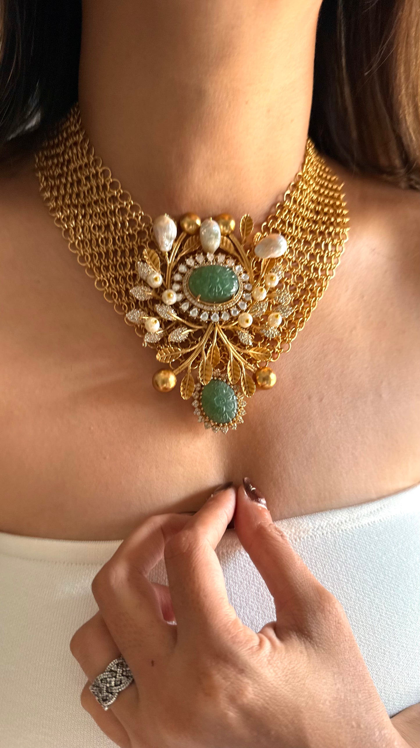 Sabhyasachi inspired mint doublet designer collar set