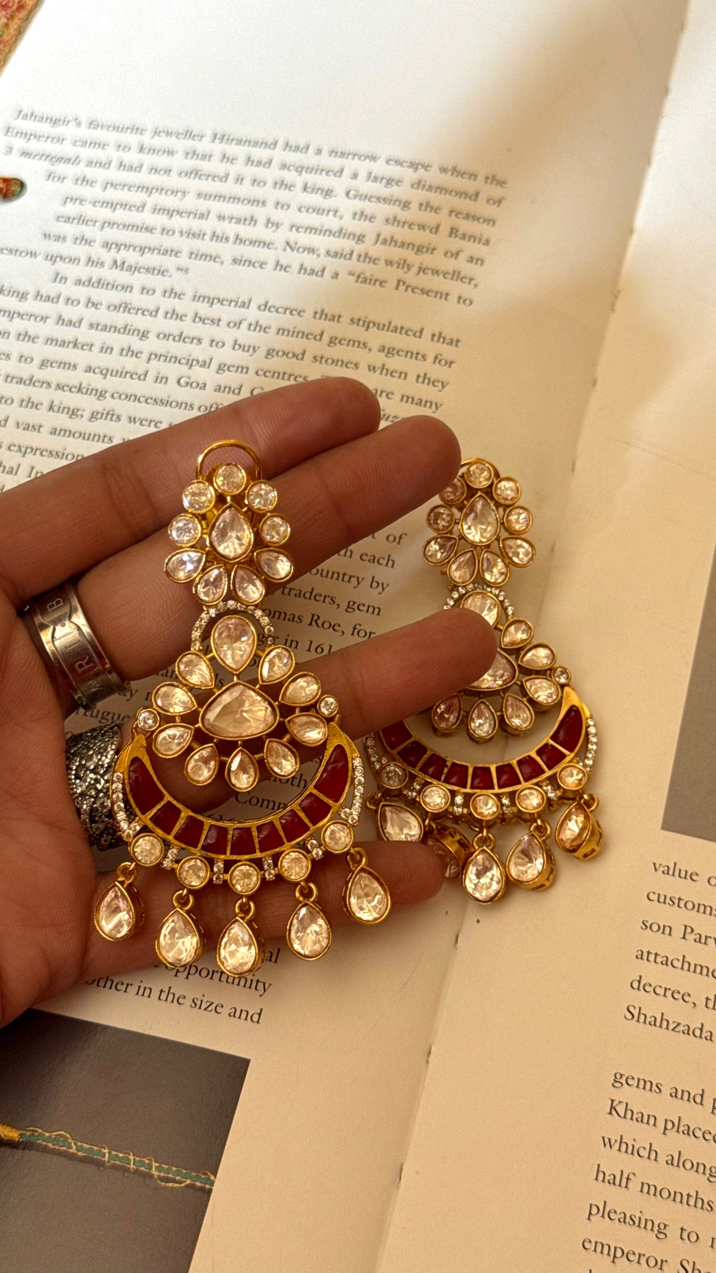 Ruby takkar work moissanite chandbali