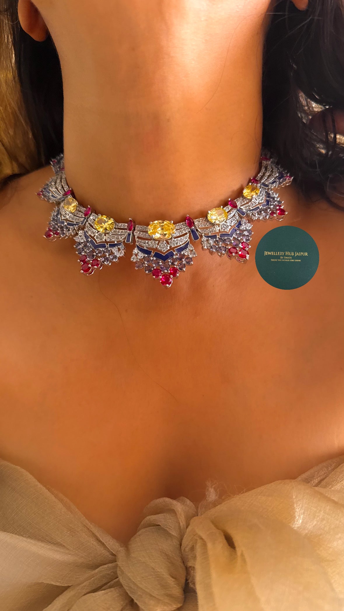 Bvlgari inspired citrin cocktail diamond set