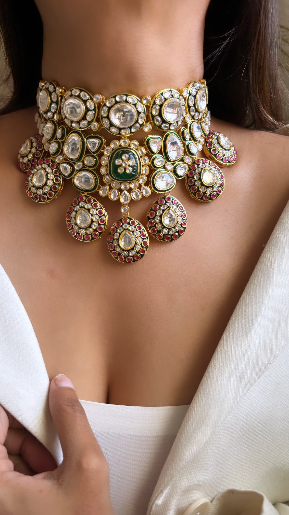 Uncut Polki meenakari choker