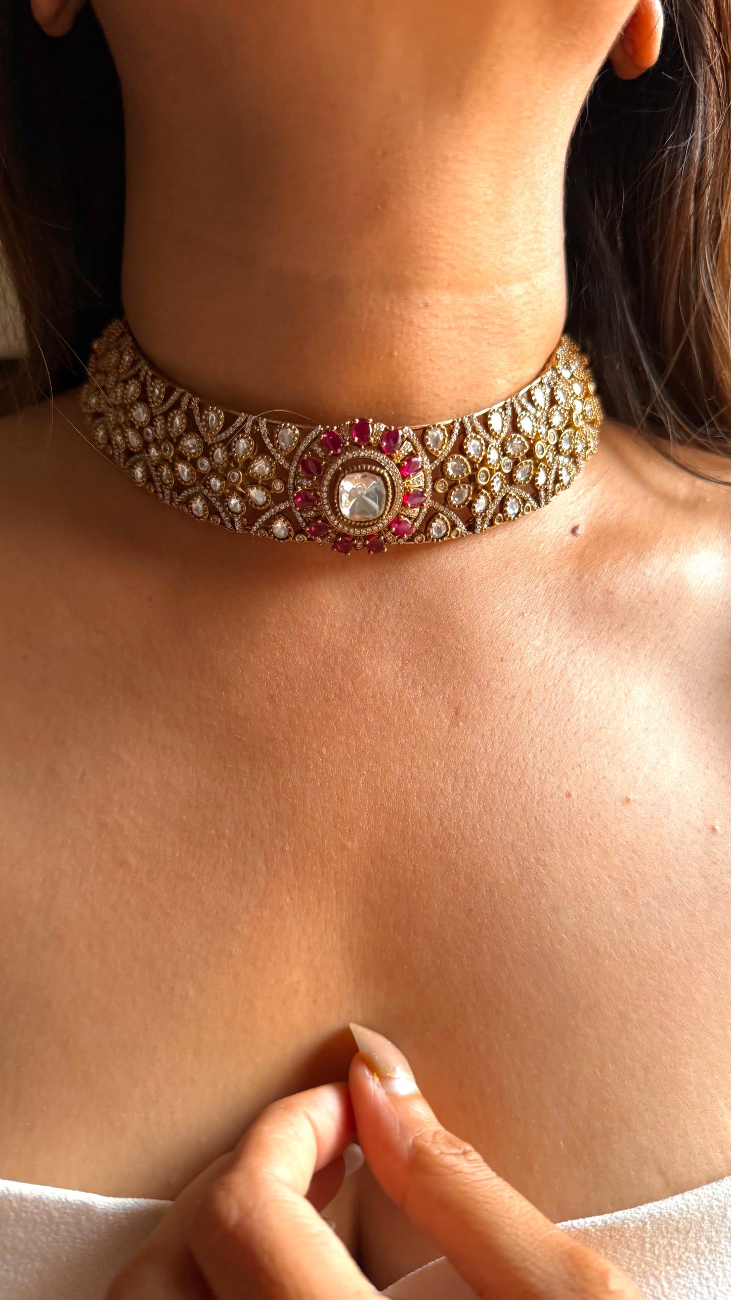Rani pink moissanite choker set