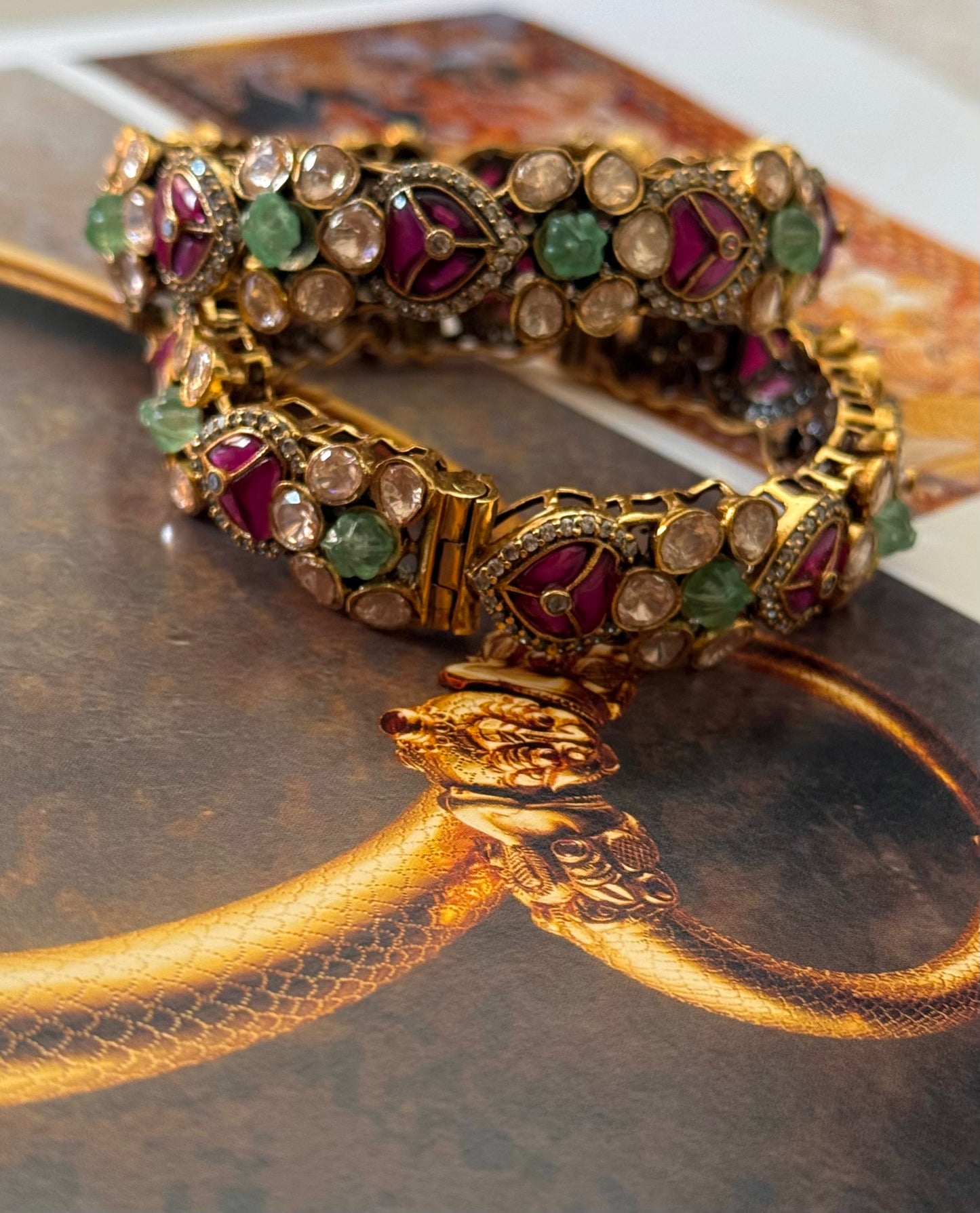 Mint & rani pink real moisssanite bangles