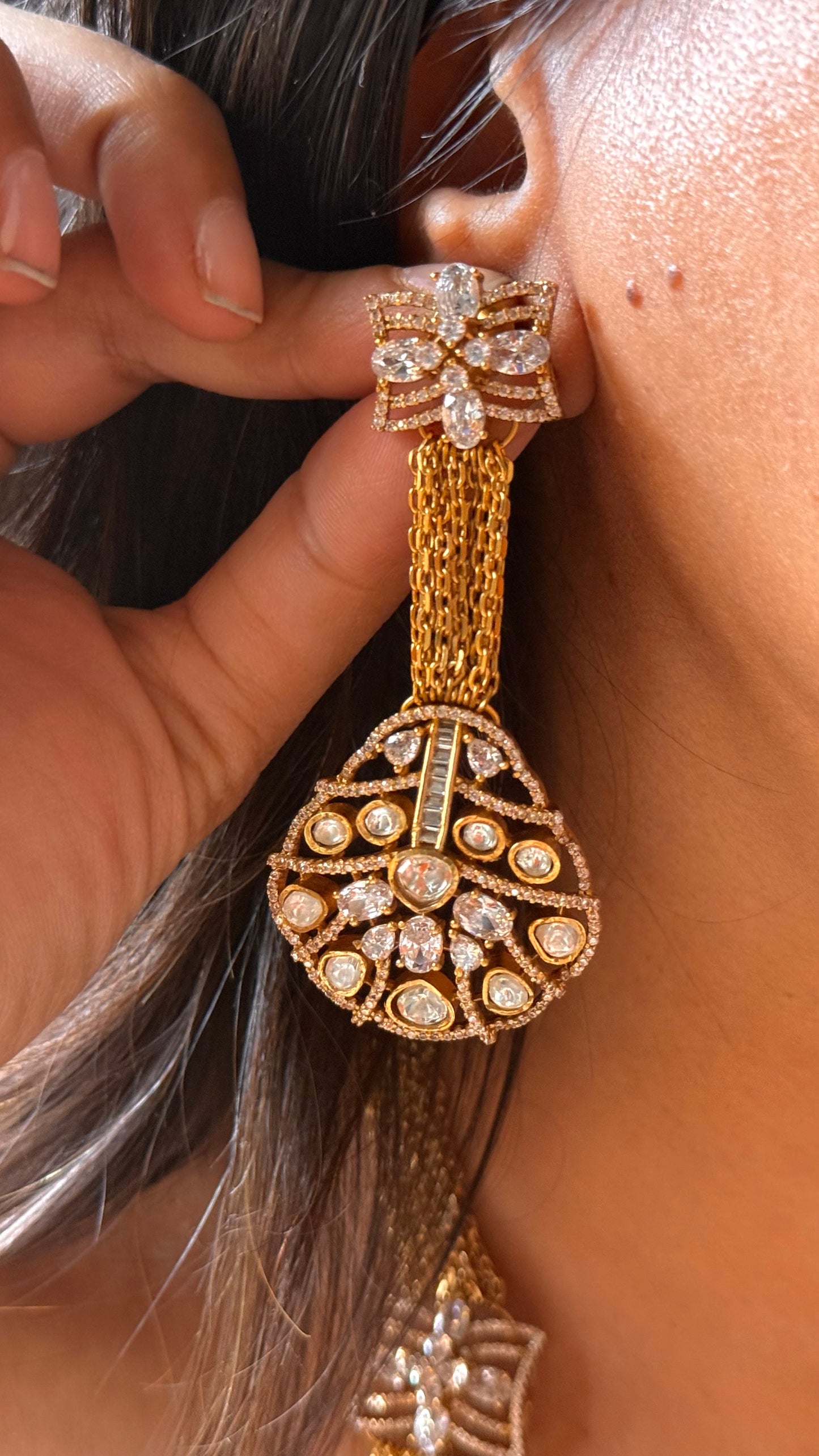 Gold moissanite poli designer Necklace