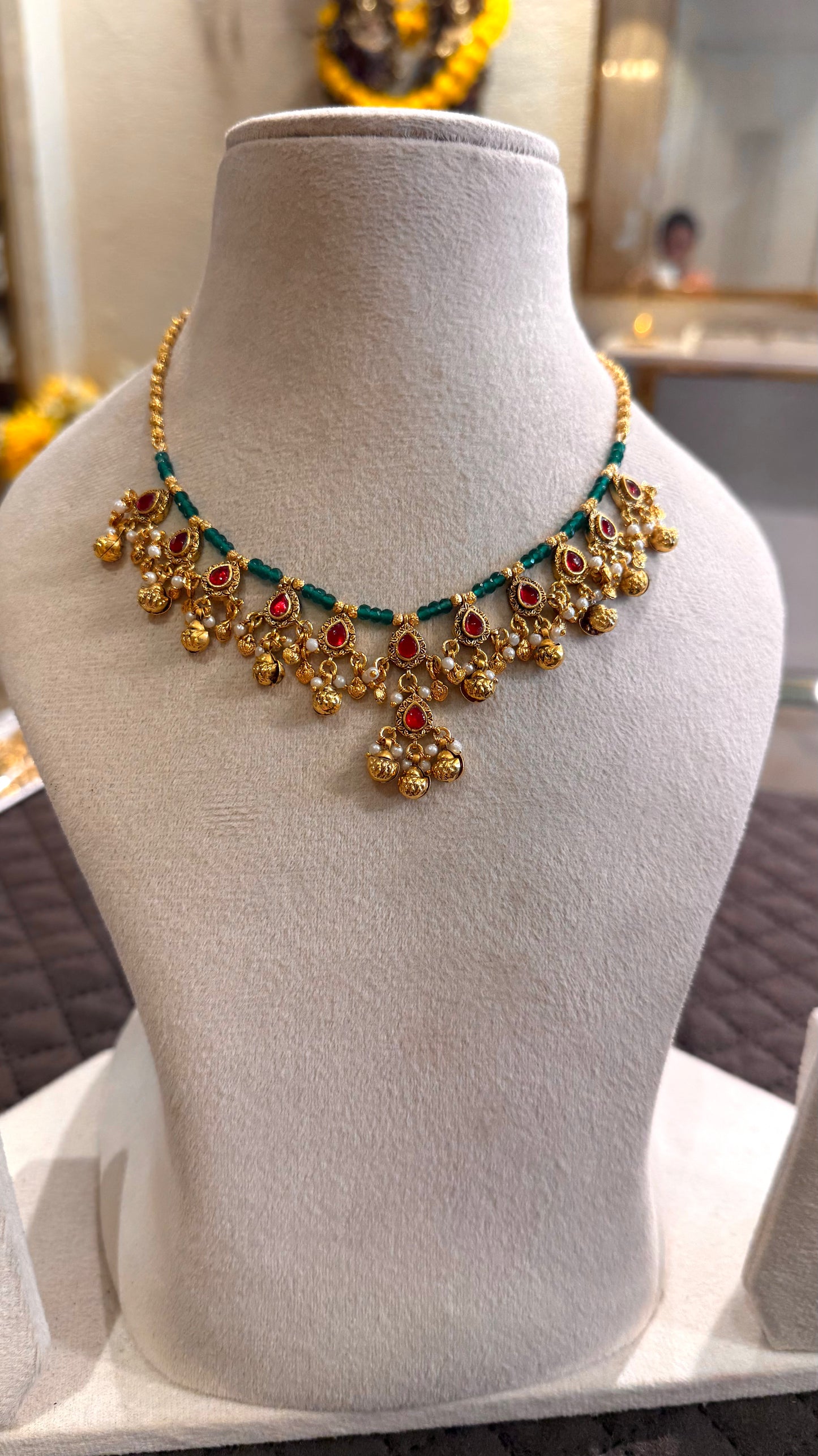 Minimalist Emerald & Ruby Necklace