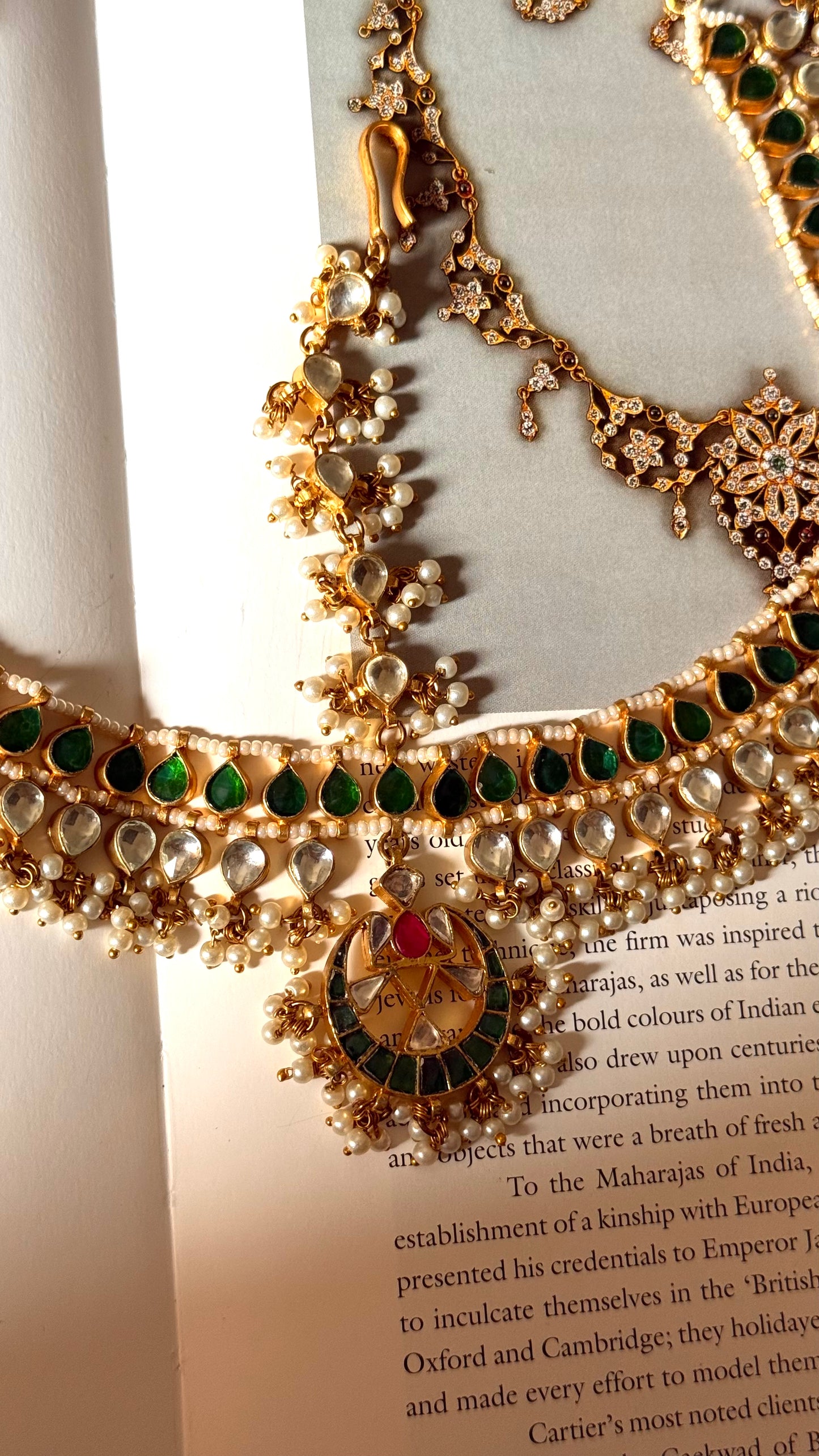 Paachi Emerald & rani pink heritage sheeshpatti