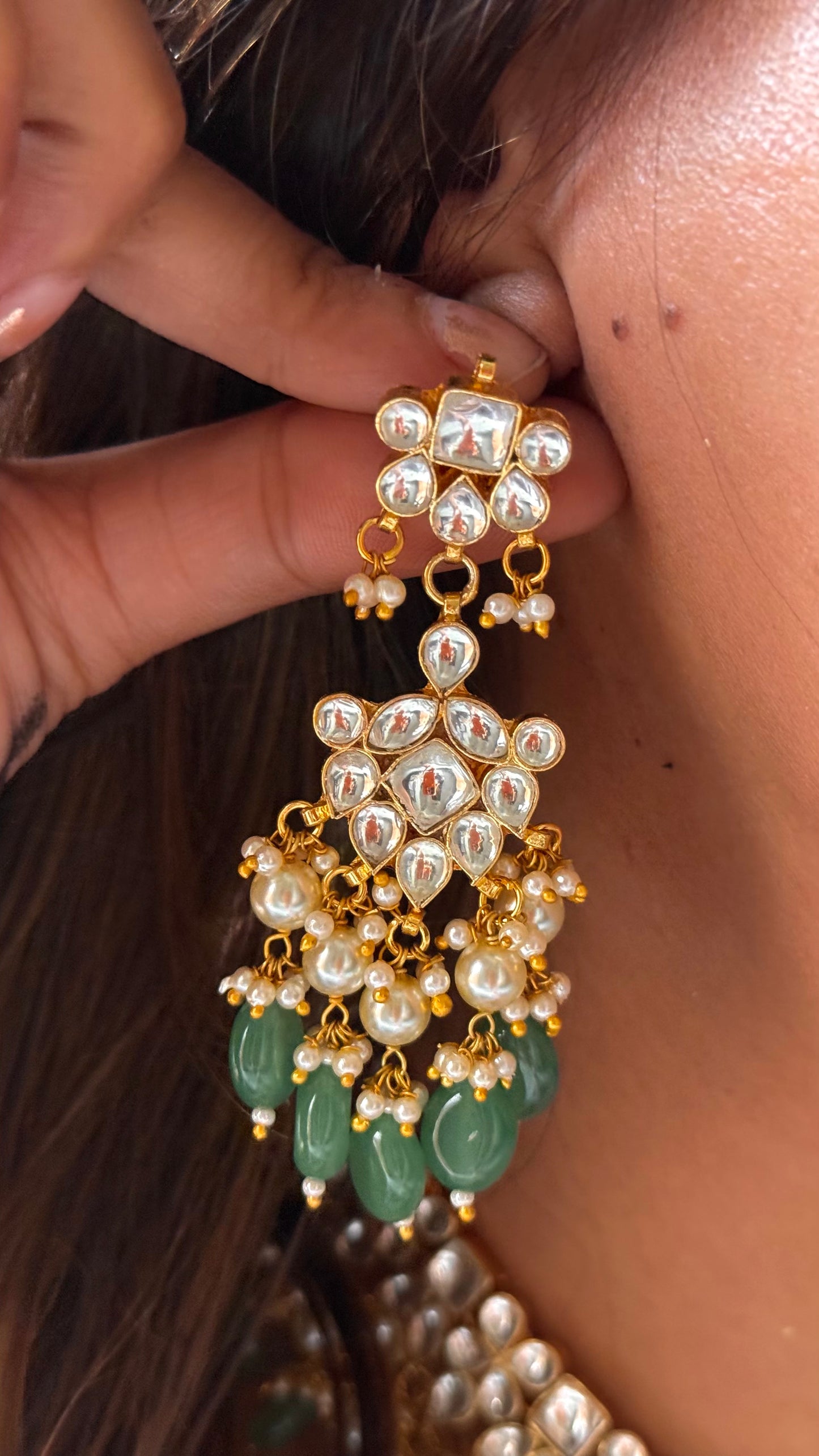 Paachi Kundan jadau with strawberry drops collar necklace