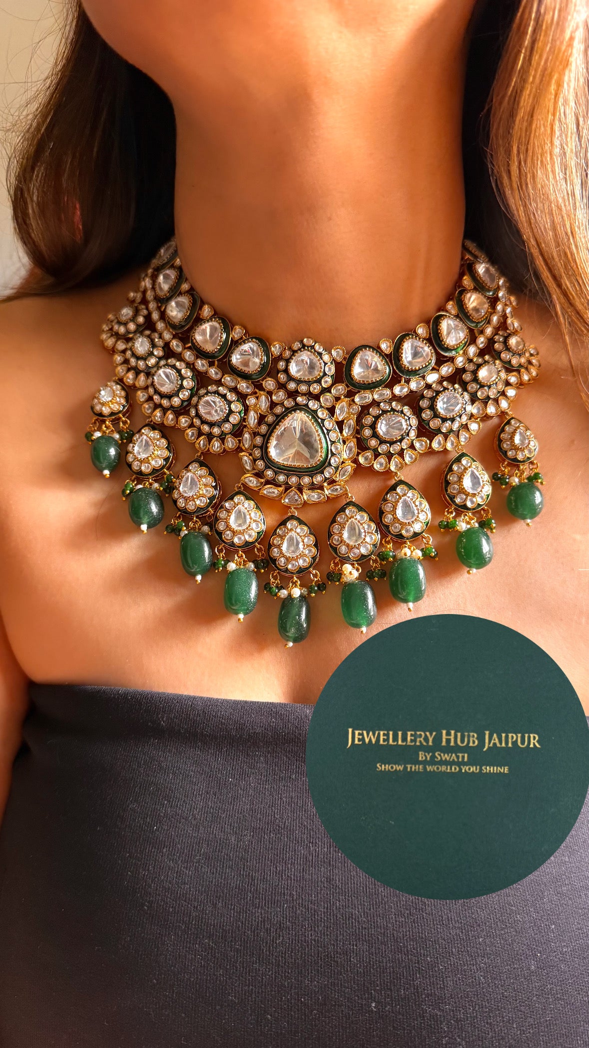 Kumudini Moissanite Polki necklace