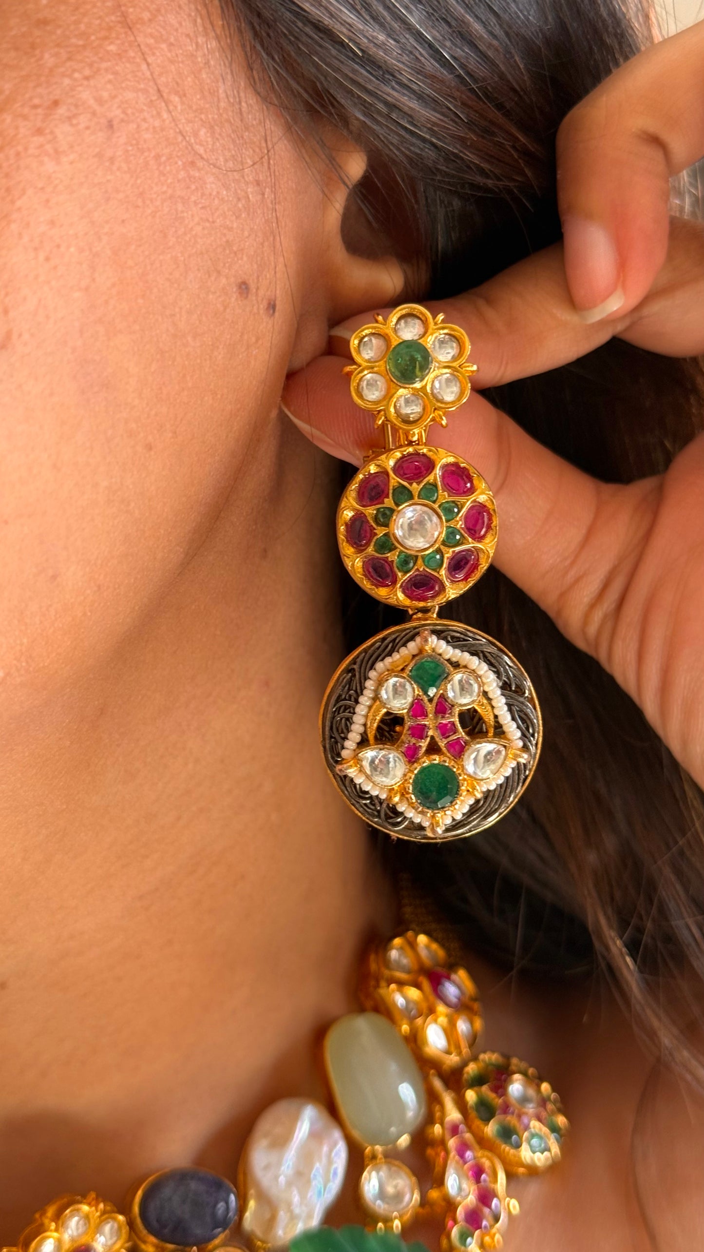 Sabyasachi inspired multicoloured gold necklace