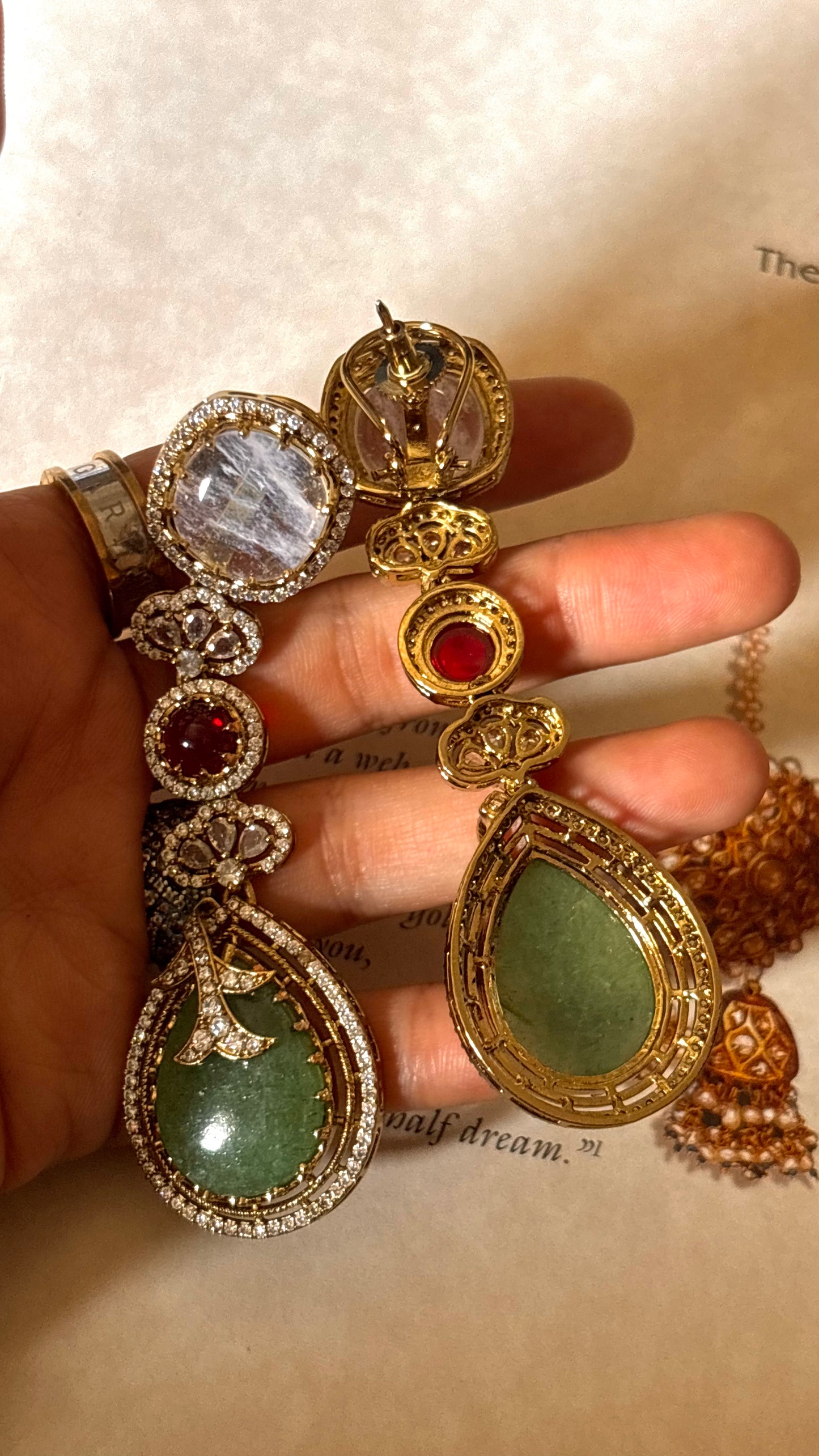 Sabya inspired with cz diamond natural stone Earrings