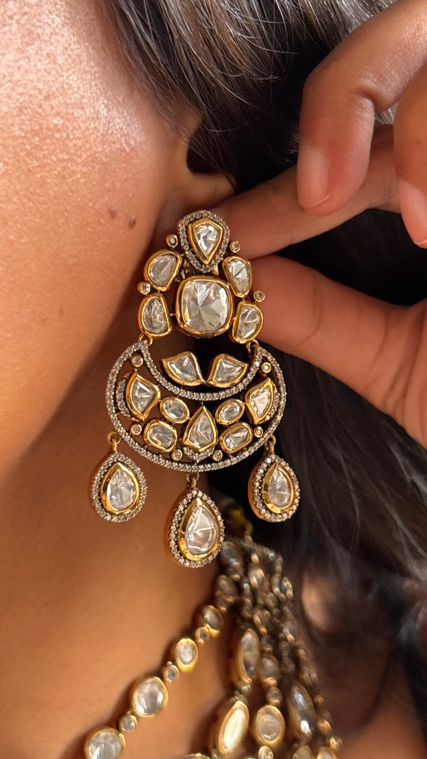 Real moissanite polki layerd Necklace