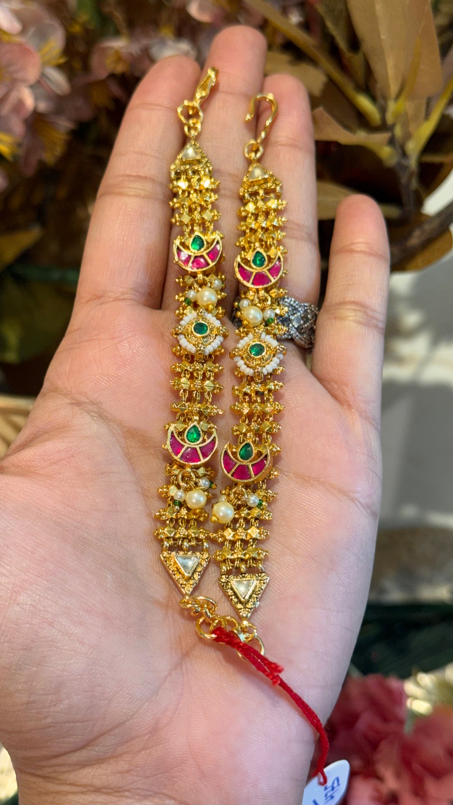 Paachi work handmade heritage earchain