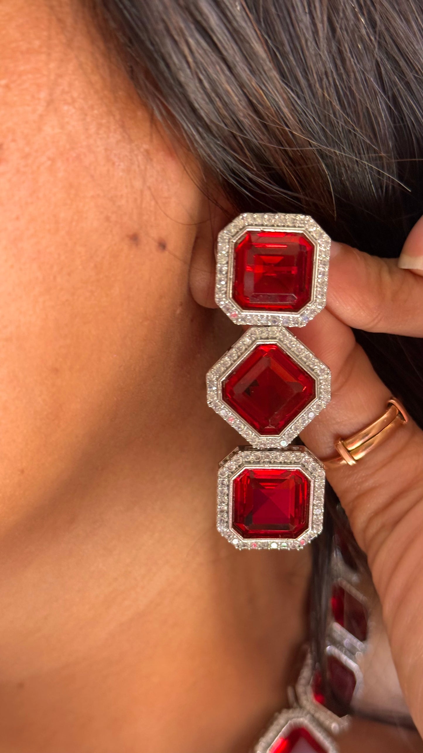 Ruby minimal rhodium polki set