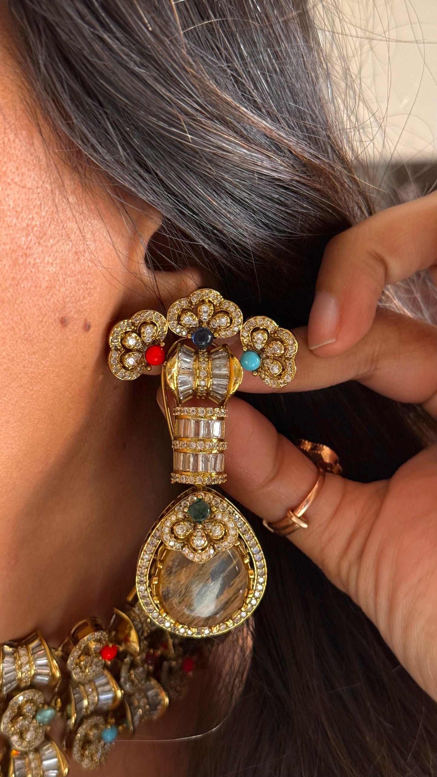 Sabyasachi inspired cocktail necklace (Peach)
