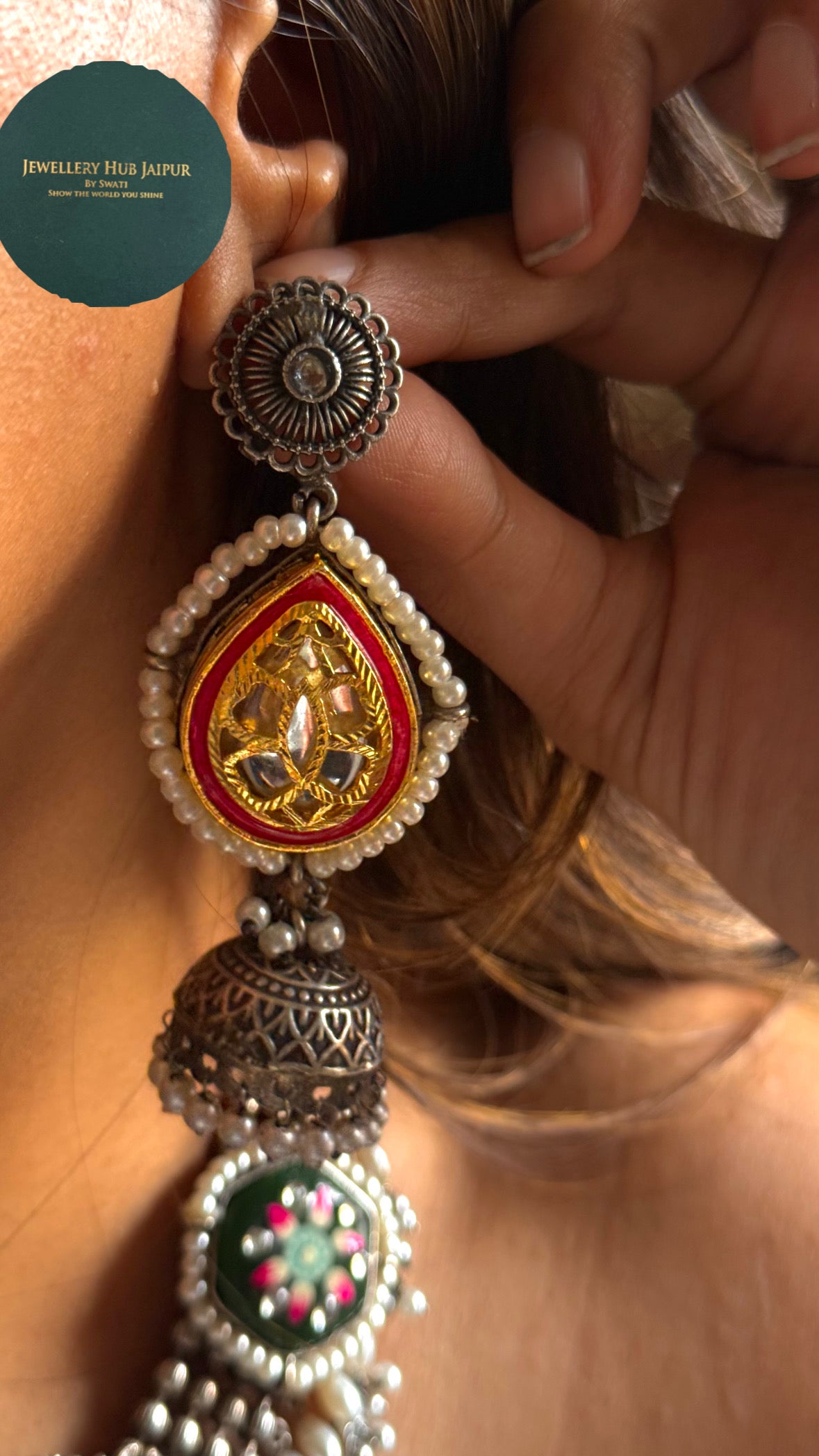 Ruby & Emerald munja Tribal Necklace