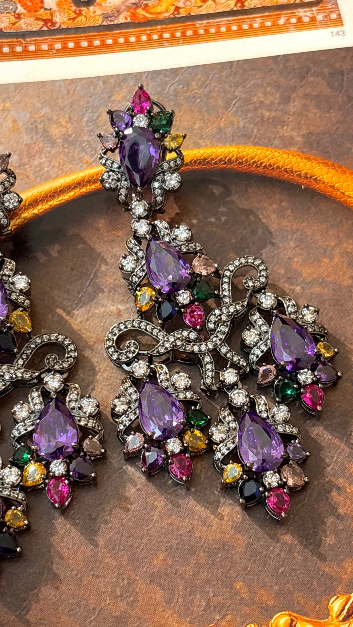Tanzanite & Rubg Swarovski Danglers