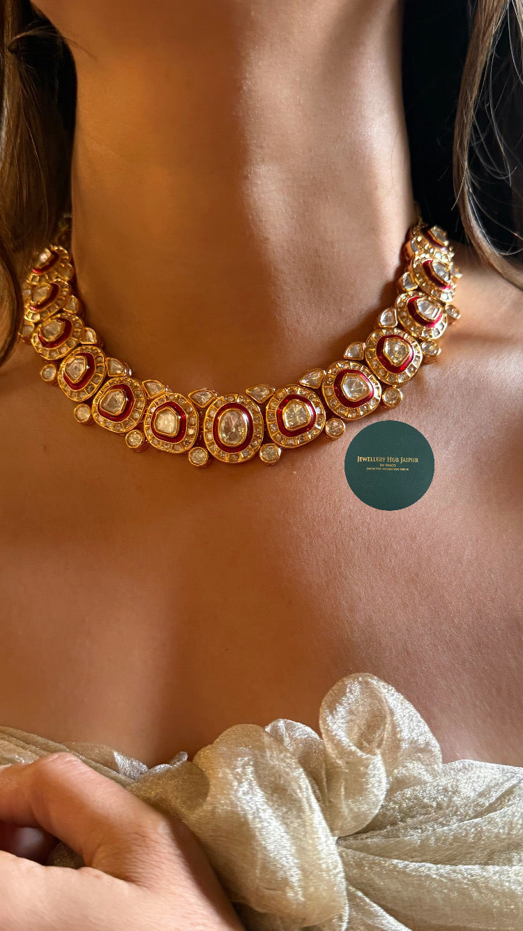 Ruby meenakari polki choker set