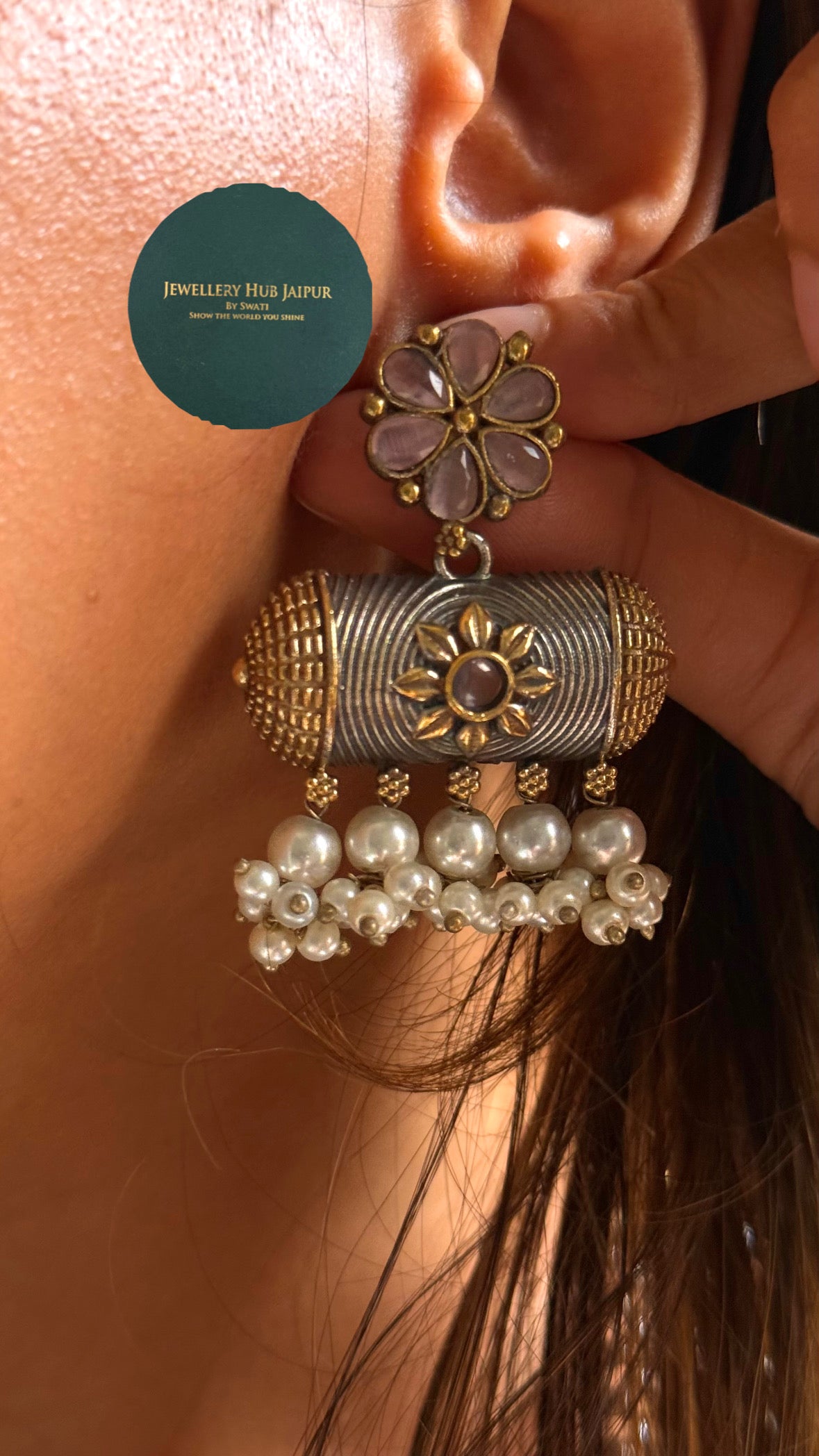 Khera Tribal rose quartz Floral jaal Collar Necklace