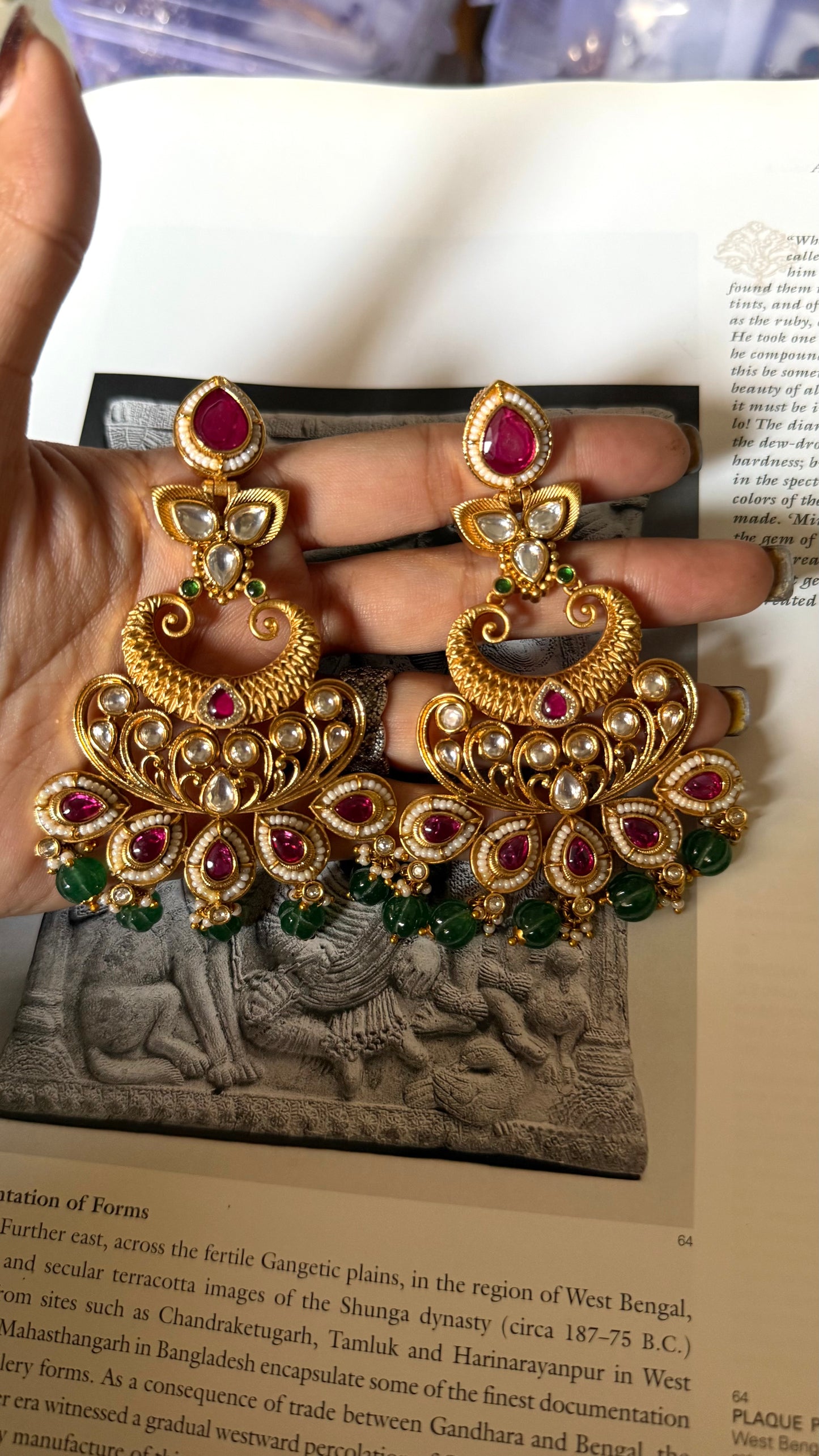 Rani pink golden rajwada designed earrings