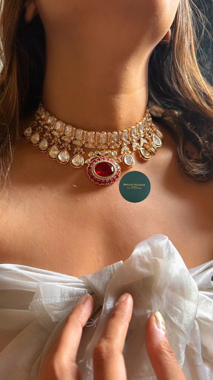 Ruby doublet with Rani pink choker set