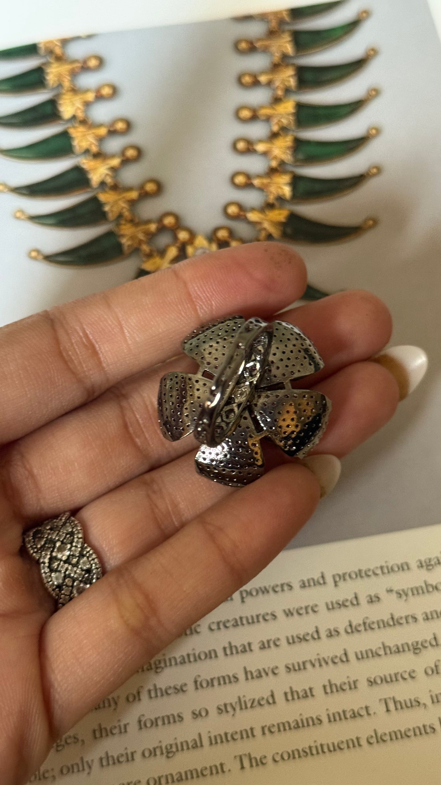 Rani pink floral cocktail adjustable ring