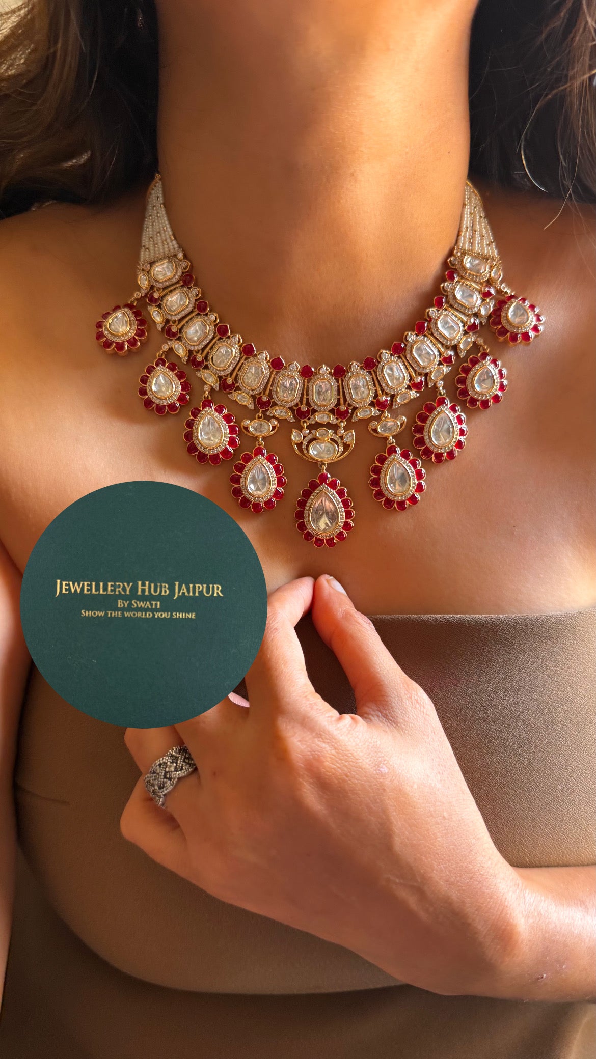 Ruby moissanite heritage collar set