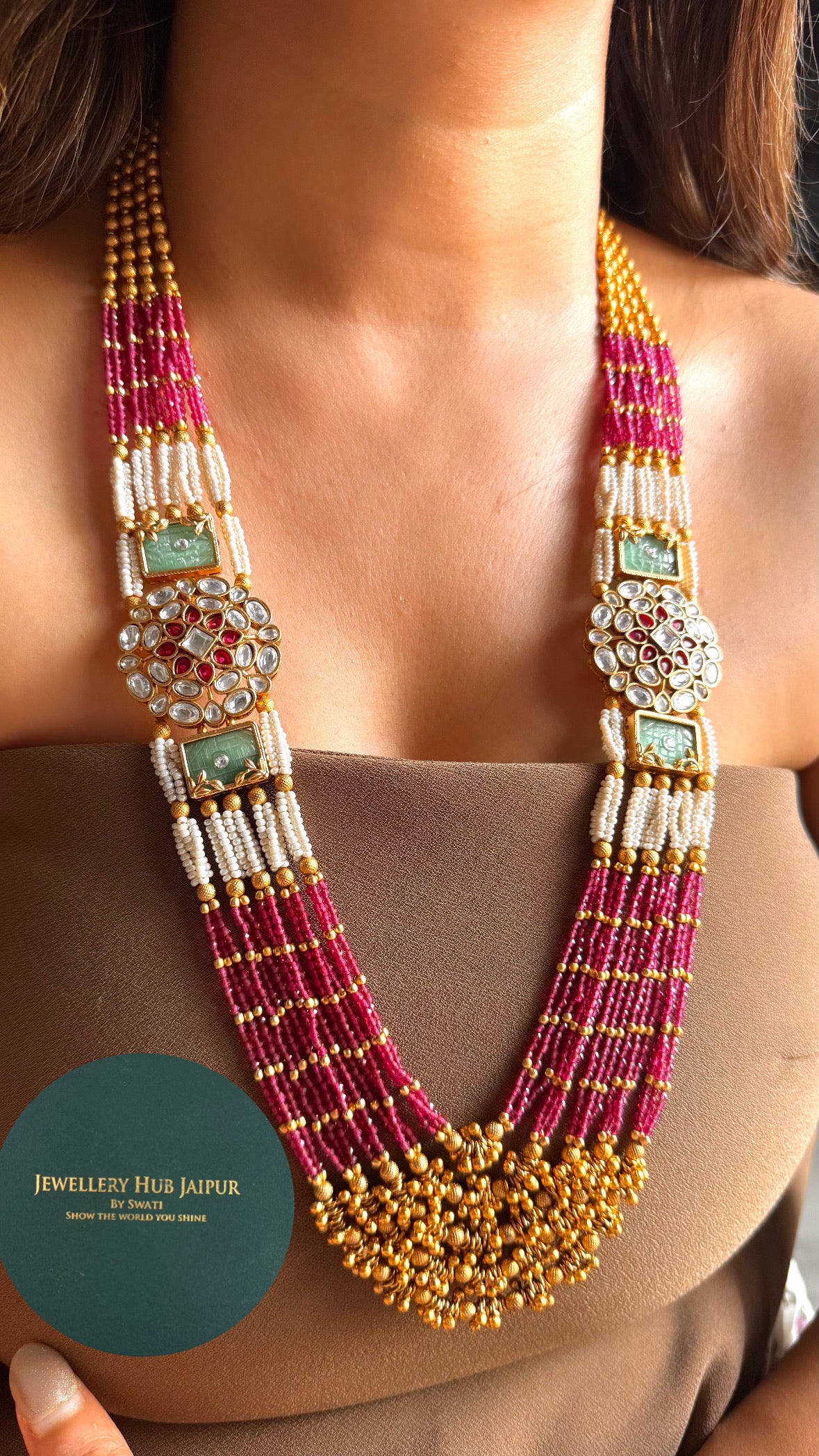 Mint & ruby floral maharani rajwada set