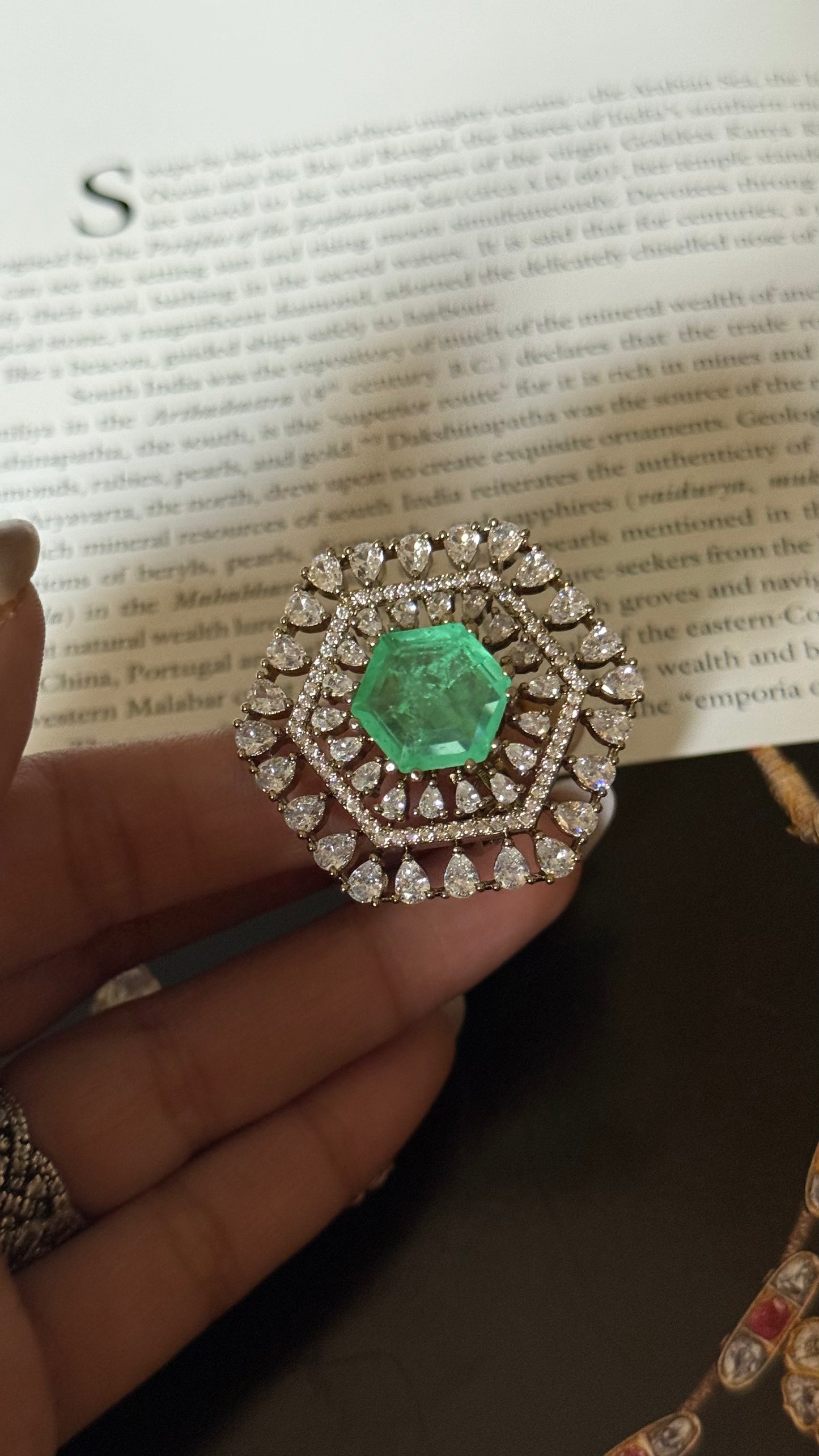 Mint doublet Moissanite adjustable ring