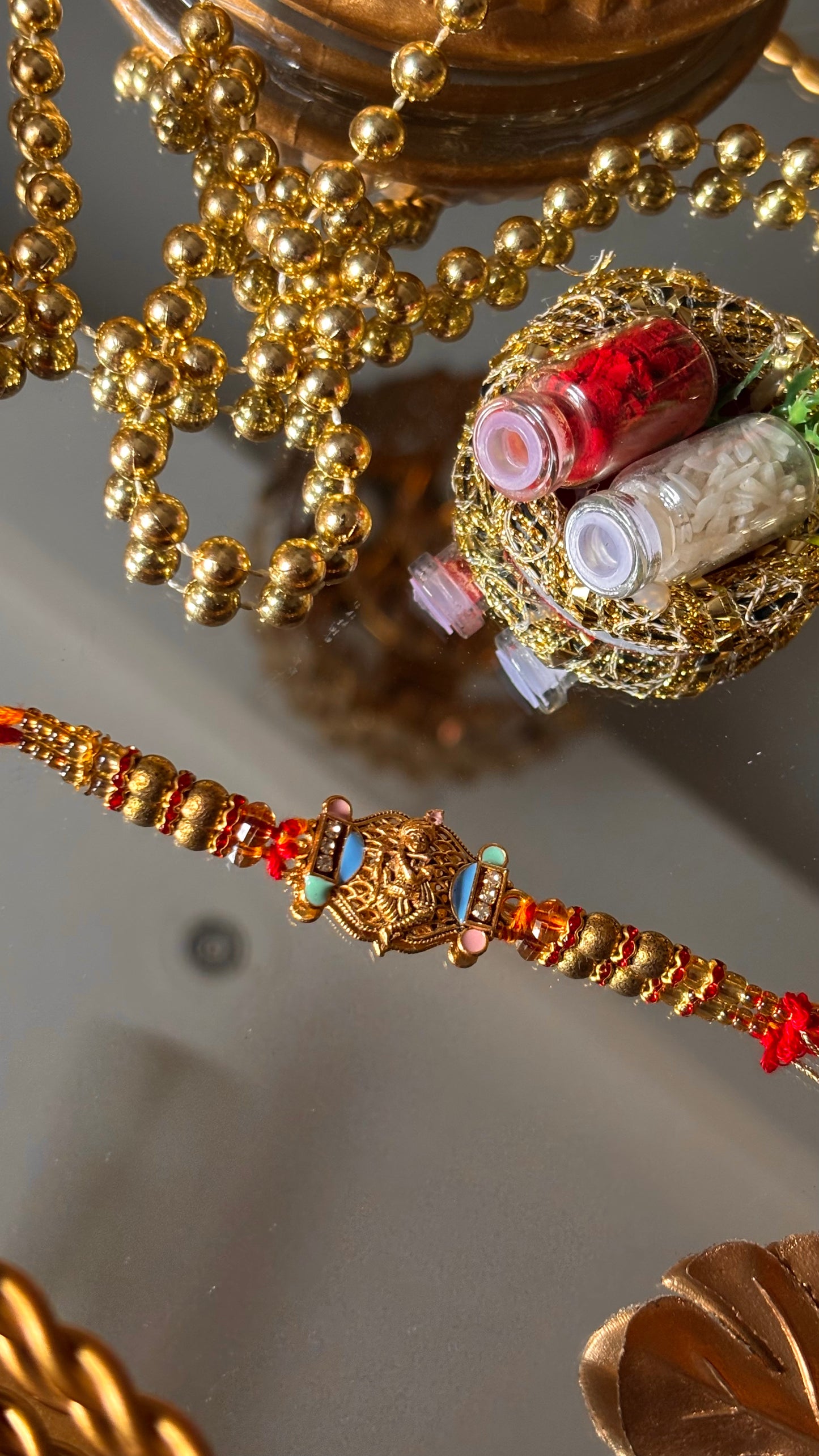 Lord Krishna inspired heritage rakhi ( shipping will be extra )