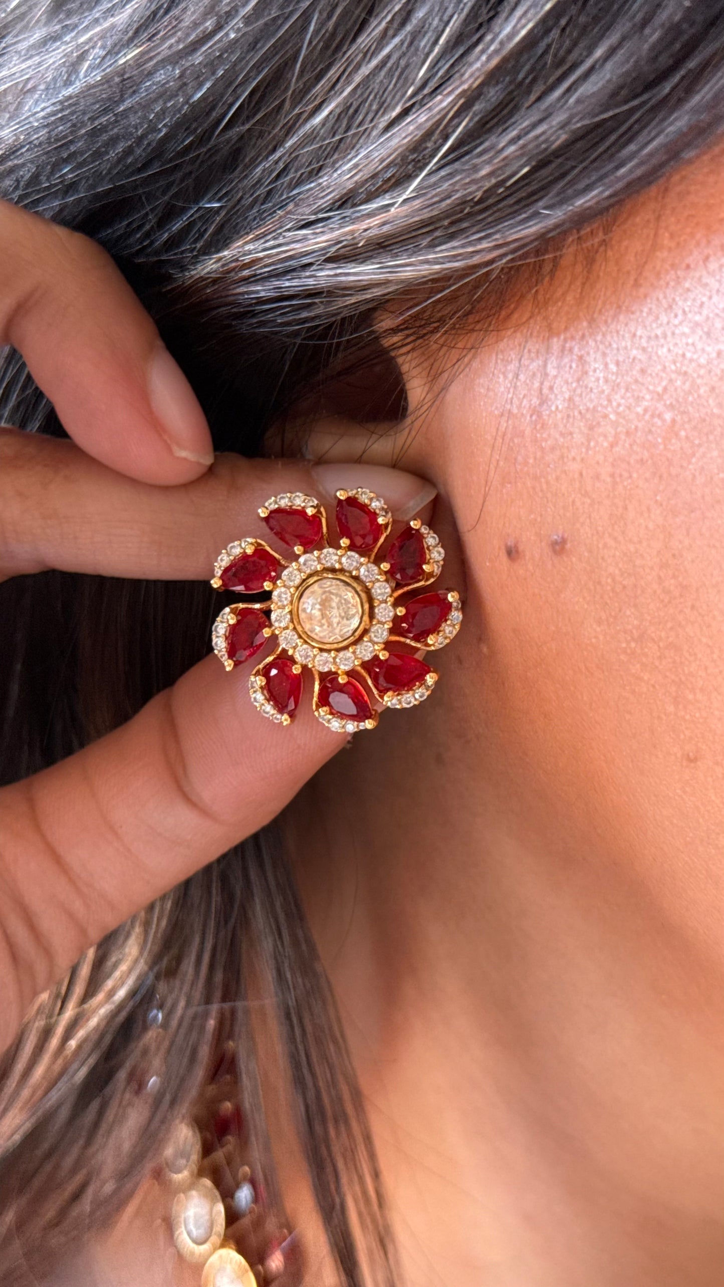 Ruby doublets moissanite collar necklace