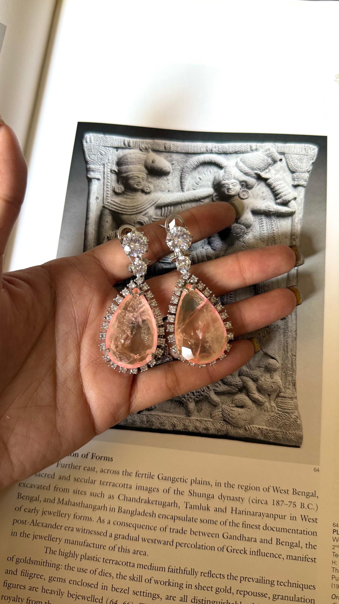 Peach doublet diamond earrings
