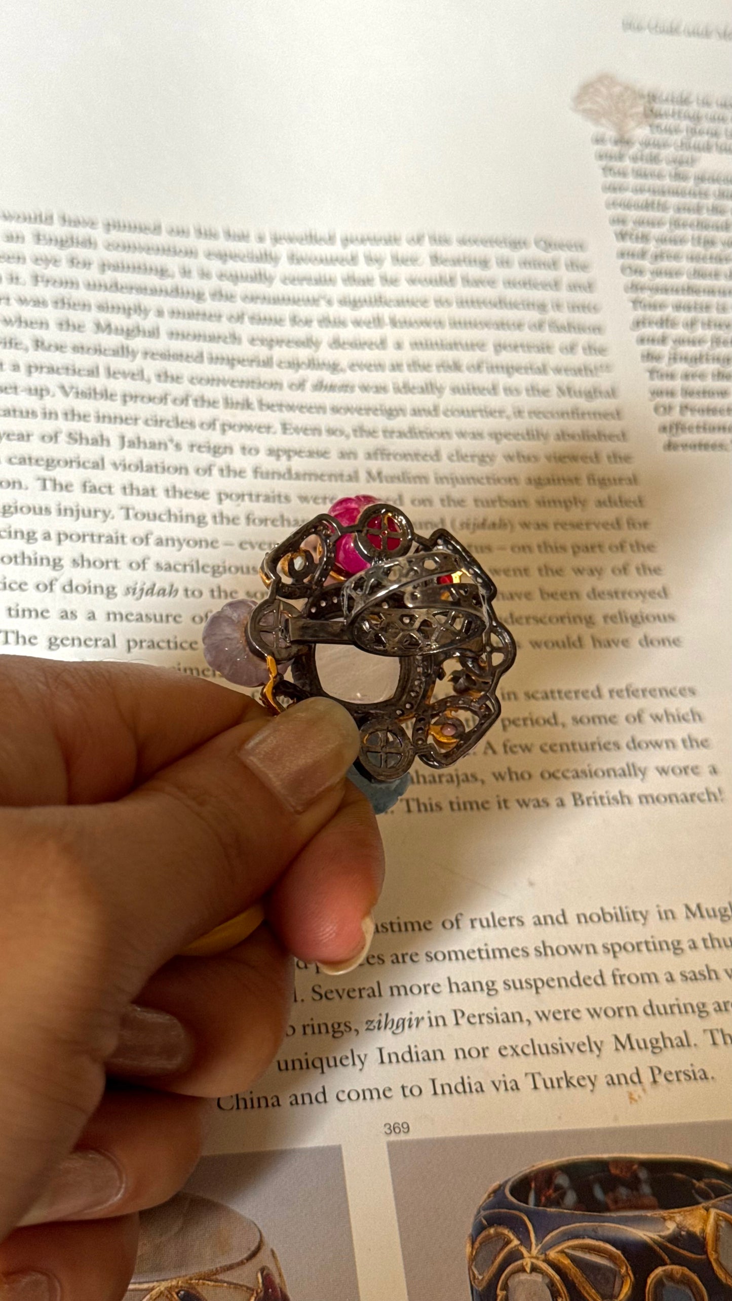 Sabhyasachi inspired designer with natural stone adjustable ring