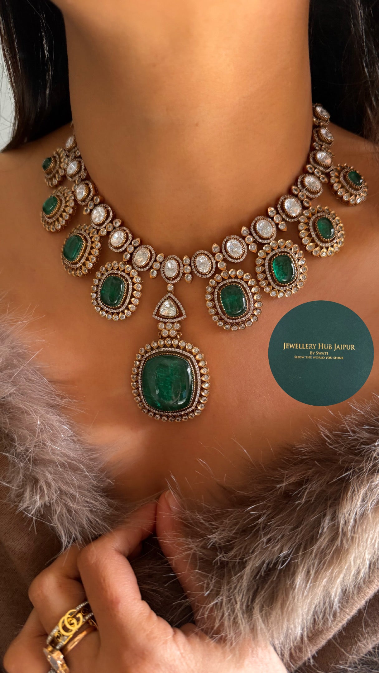 Emerald designer necklace