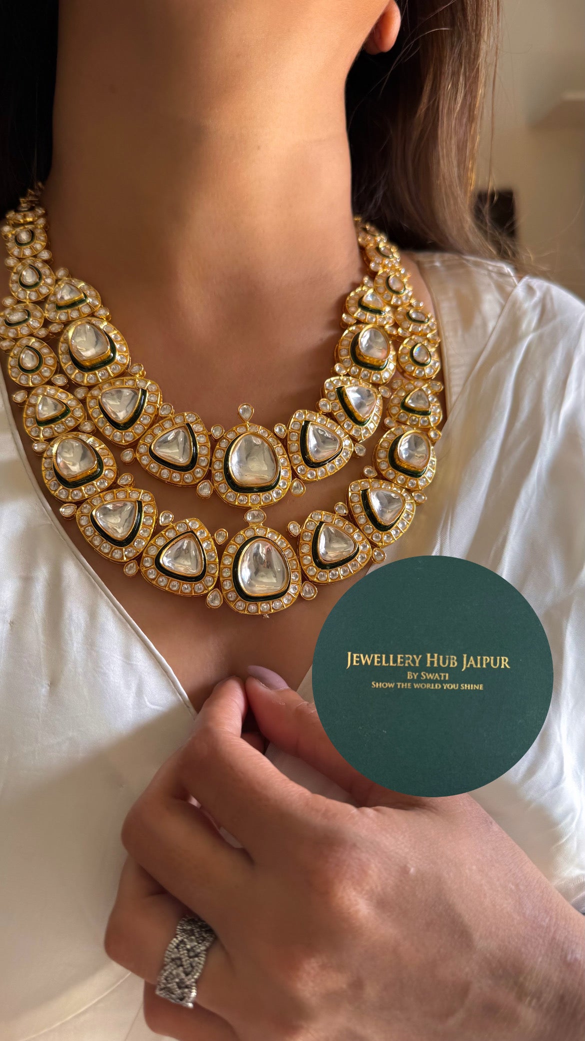 Rajeshwari Maharani Necklace with uncut polki and meenakari