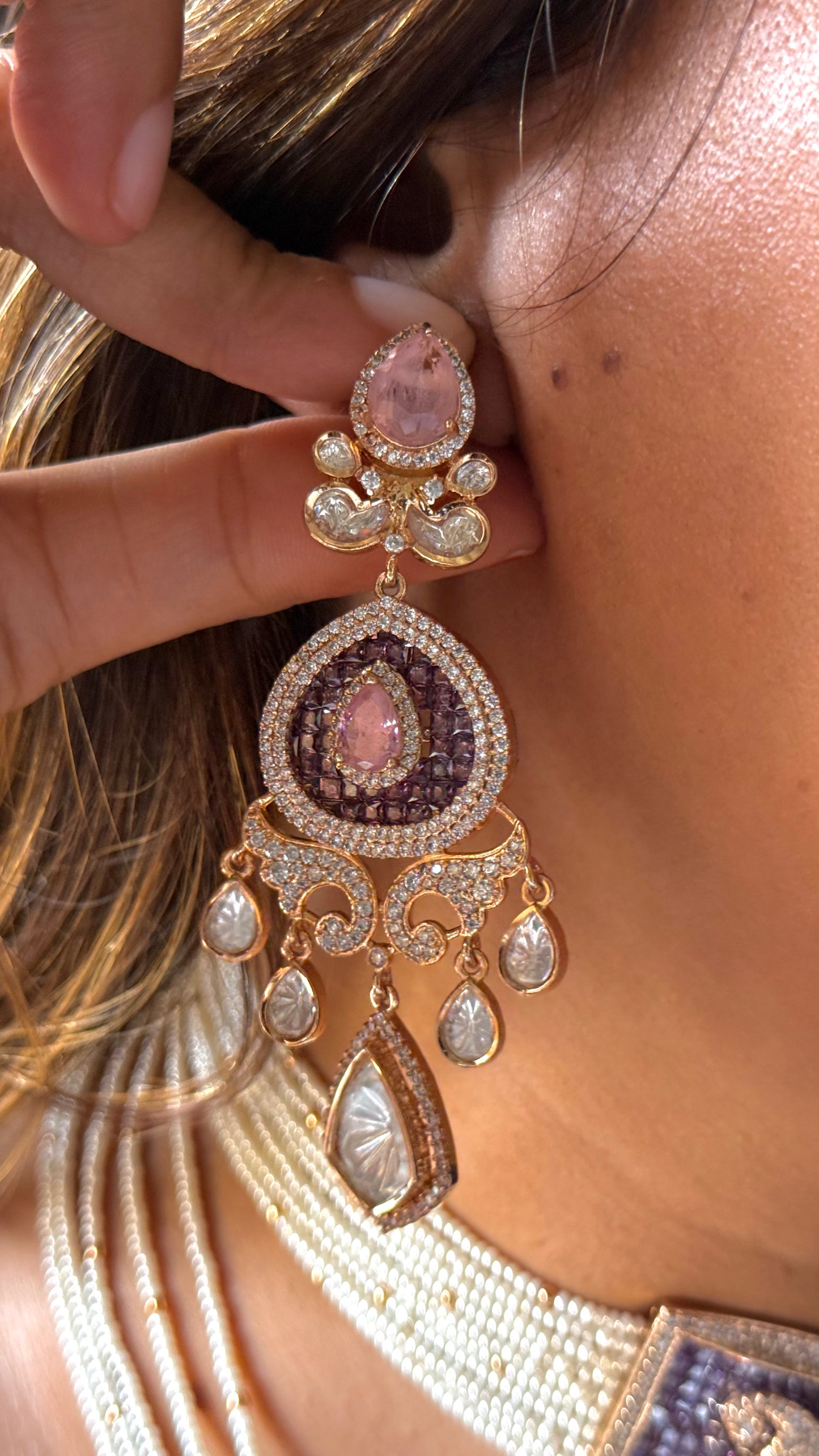 Madhubani Ambi designer Tanzanite & Rose Quartz Choker