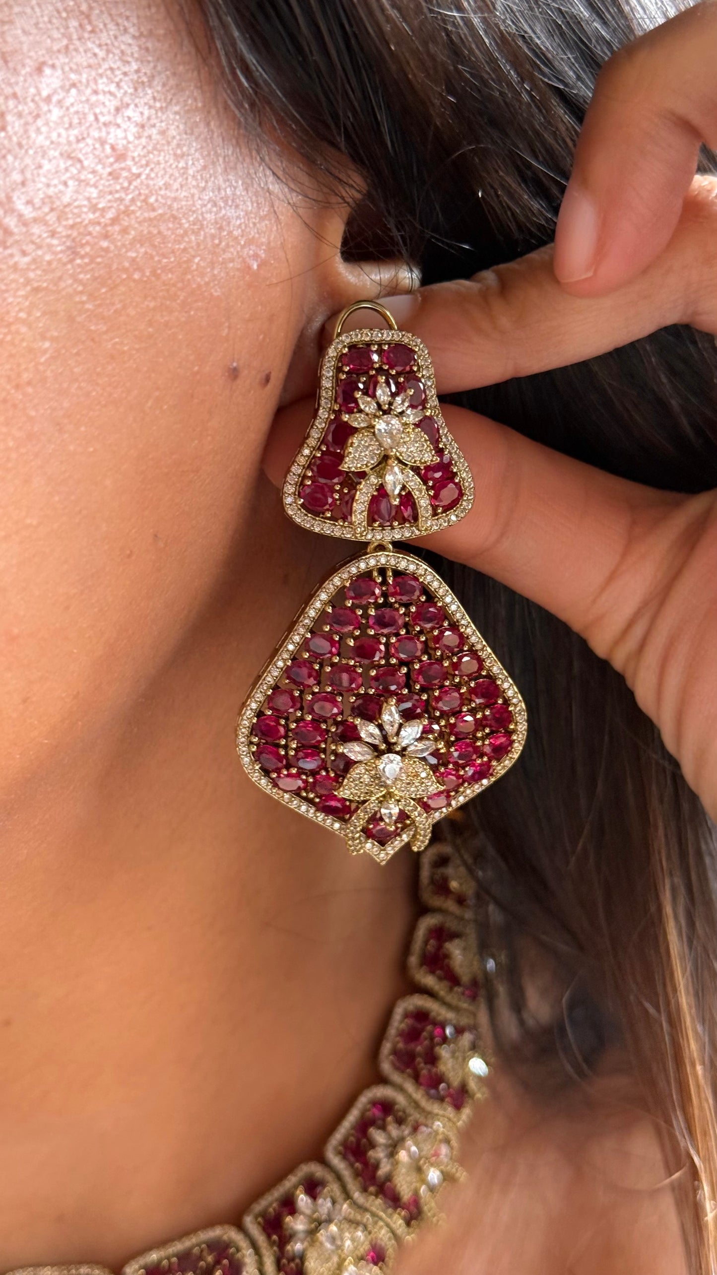 Rani pink doublets with cz diamond Necklace