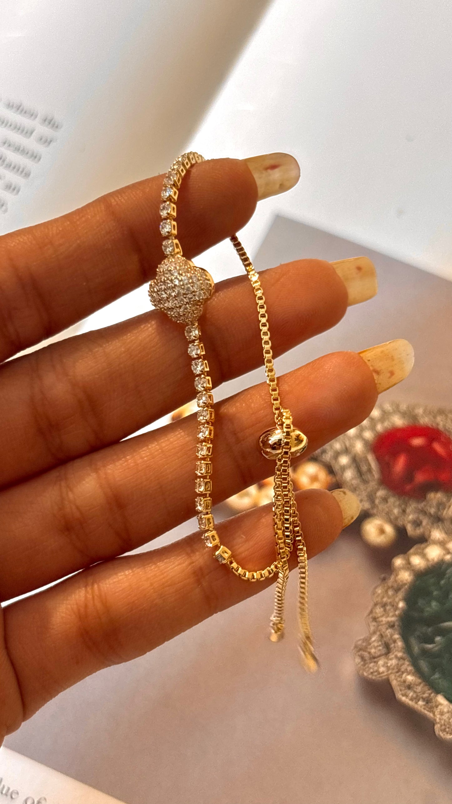 Gold cz diamond adjustable bracelet