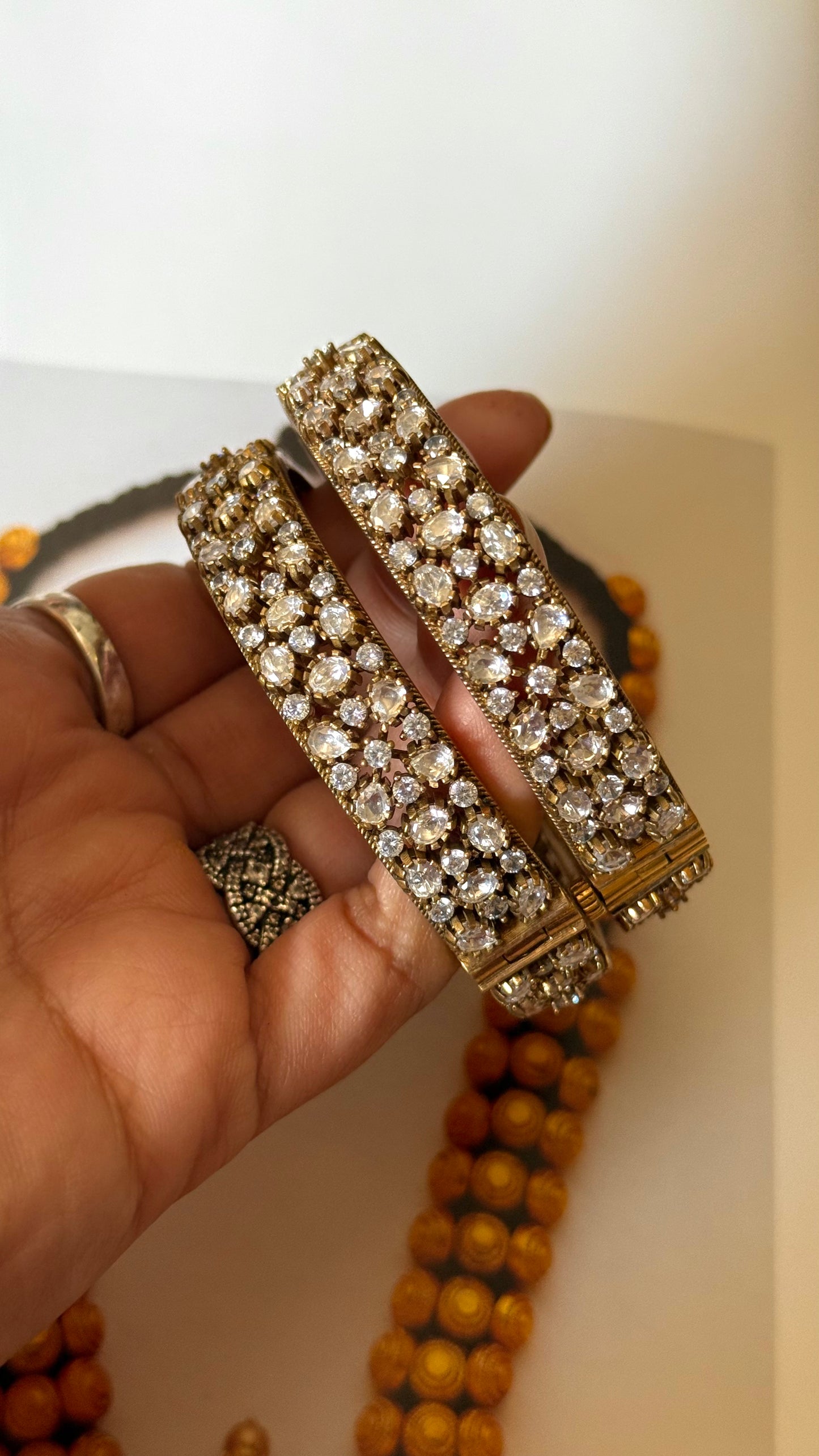 Real moissanite white polki Bangles