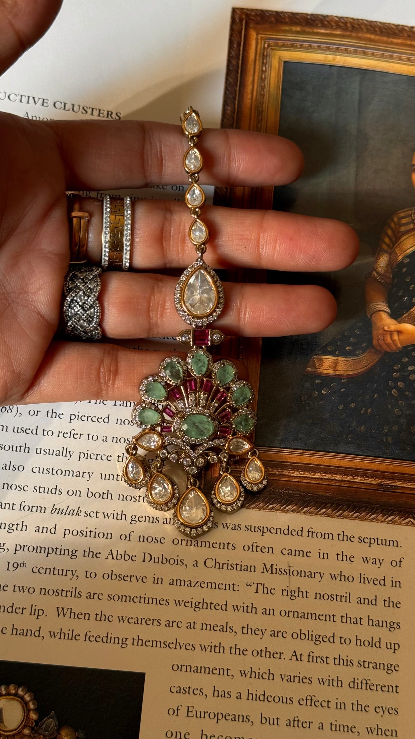 Mint & rubi victorian polki maangtika