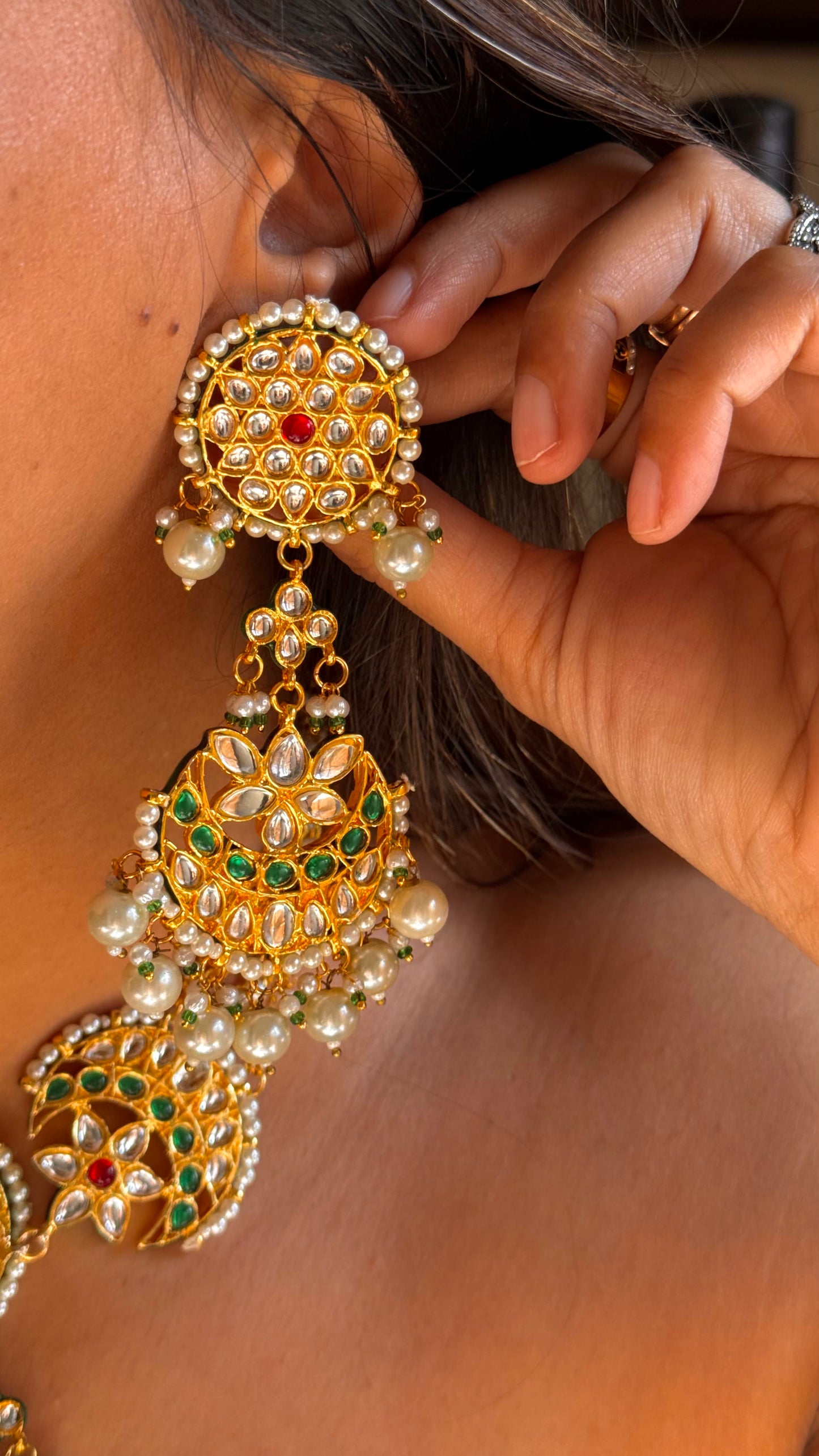 Emerald & Ruby gold polki necklace