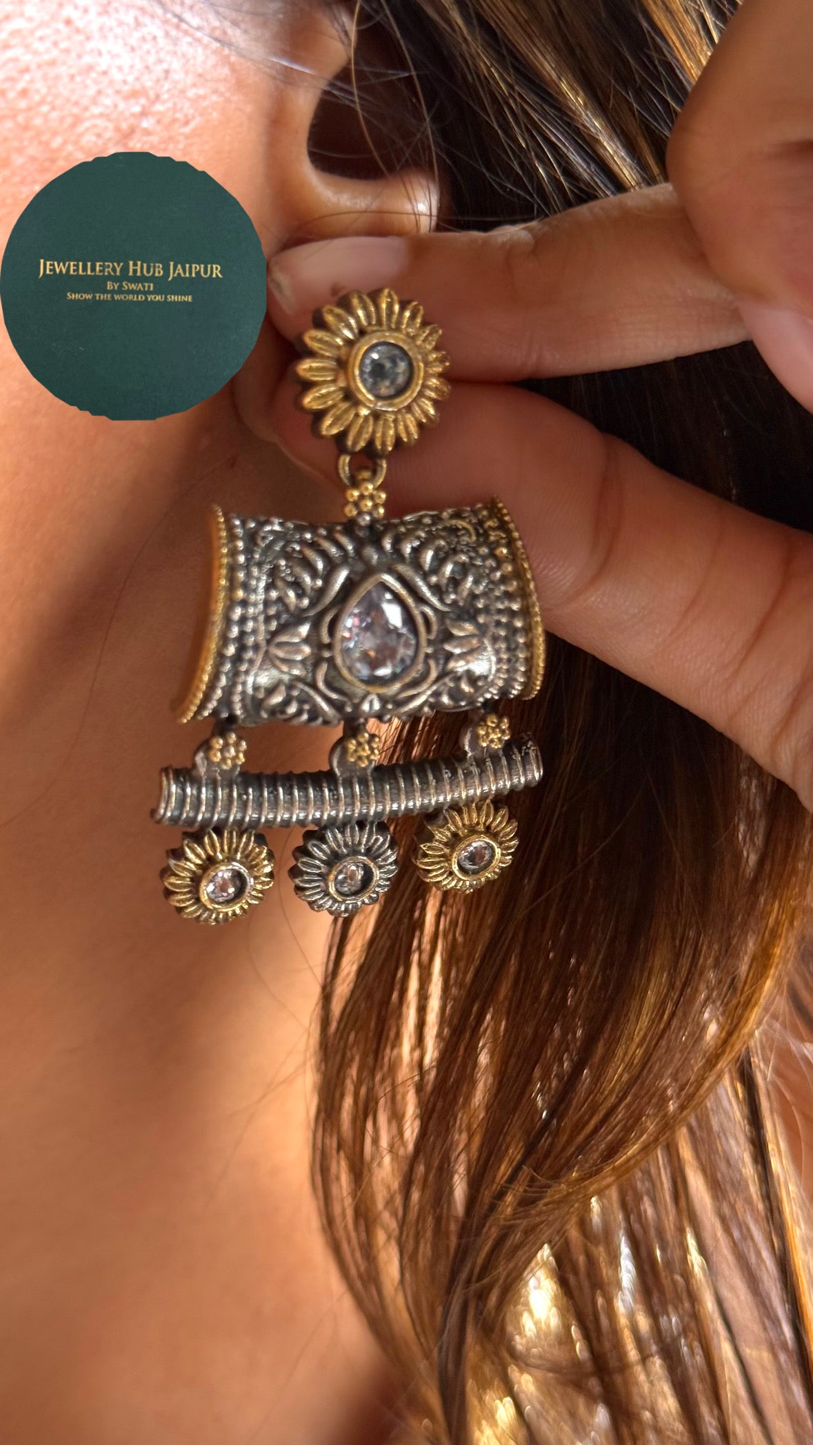 Oxidized Gold Tribal Floral Choker