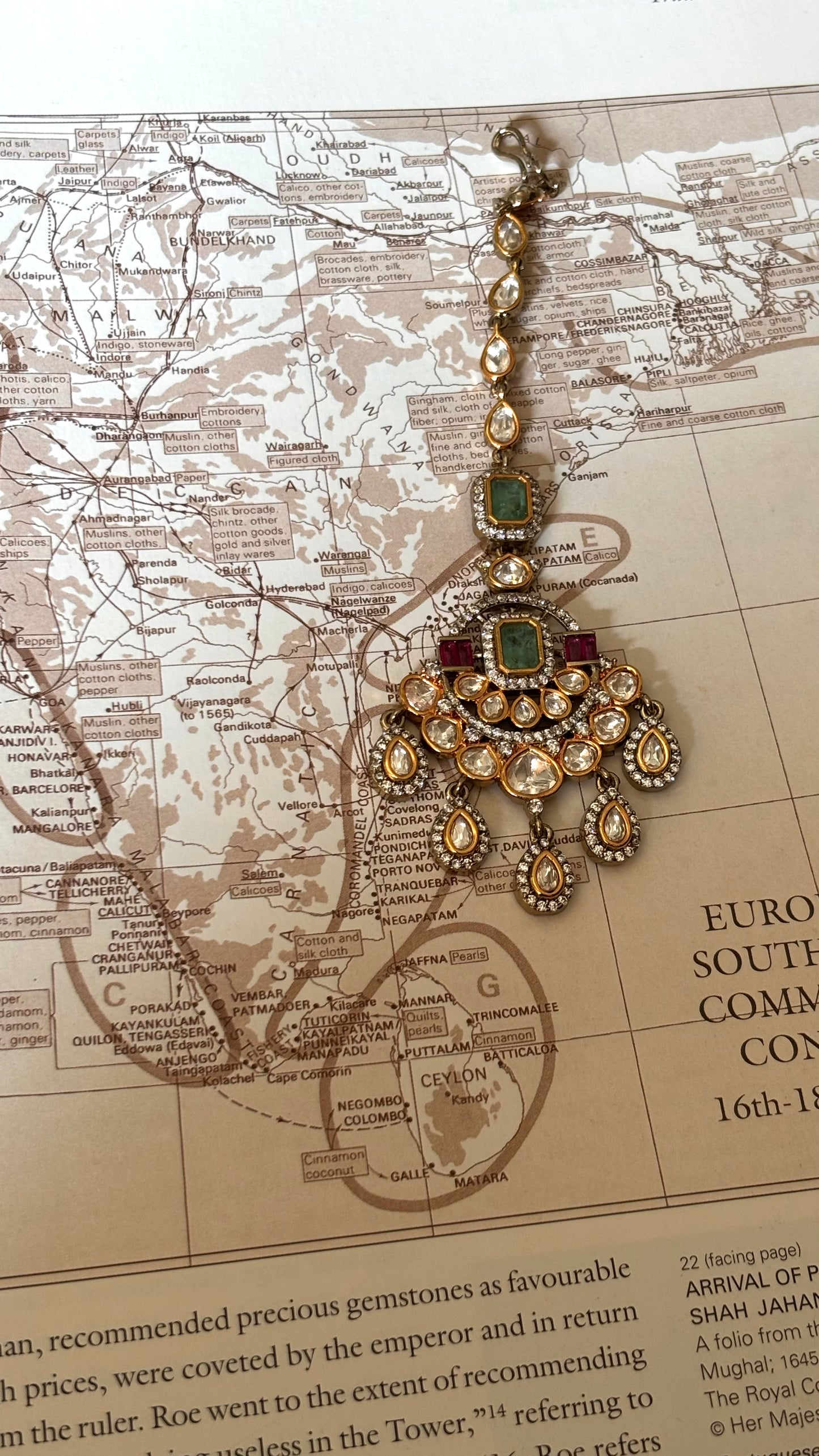 Real moissanite mint & ruby Maangtika