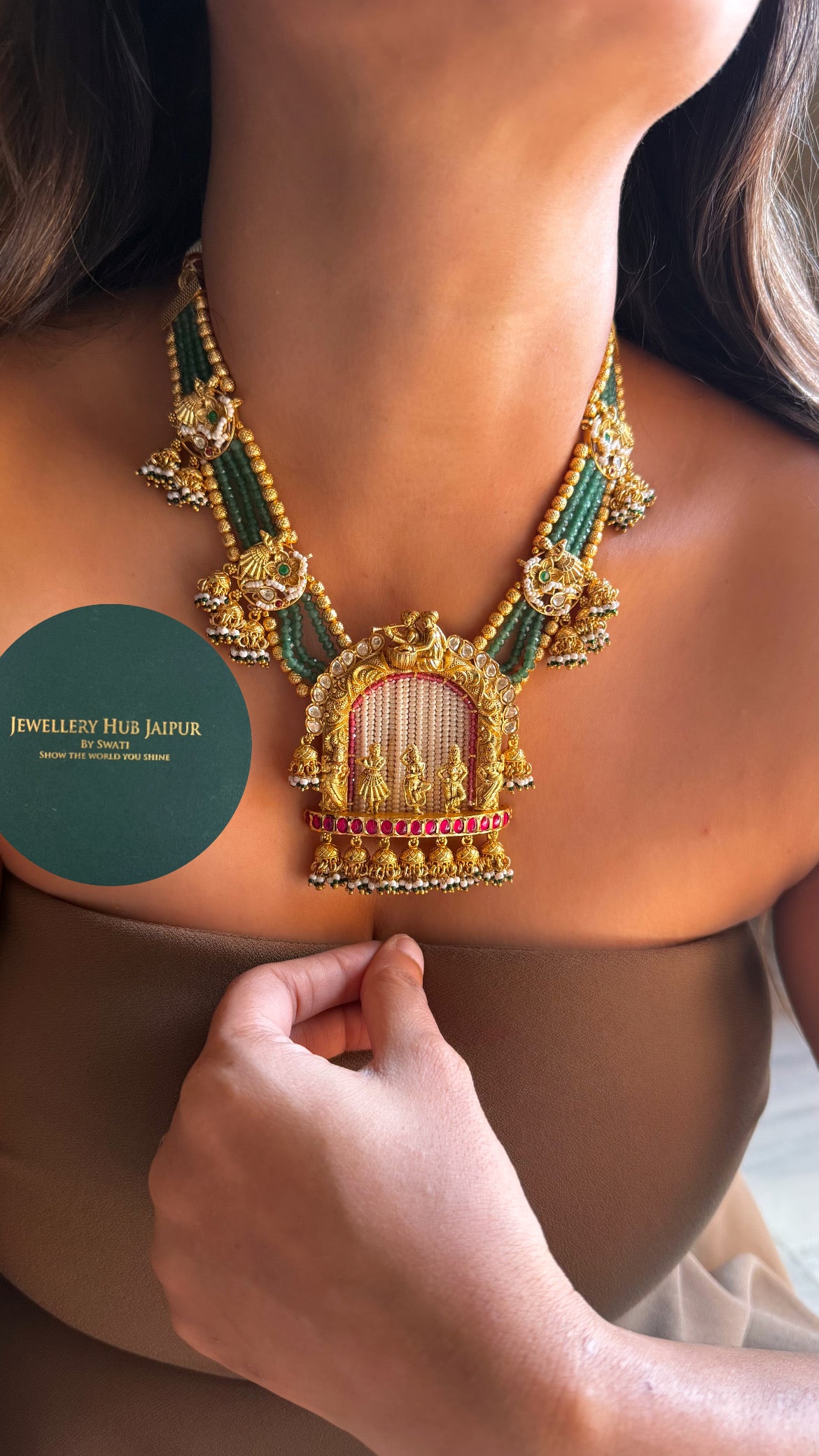 The Nritya (Dance) real moissanite Royal heritage Rajwada mid length set