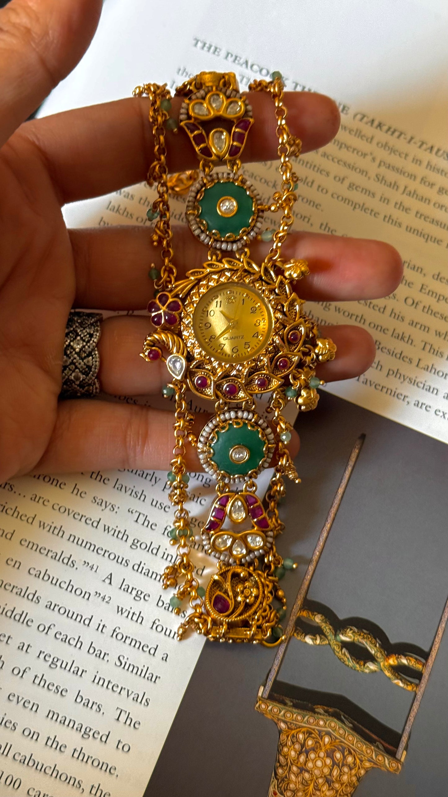 Peacock designer golden dial rajwada watch