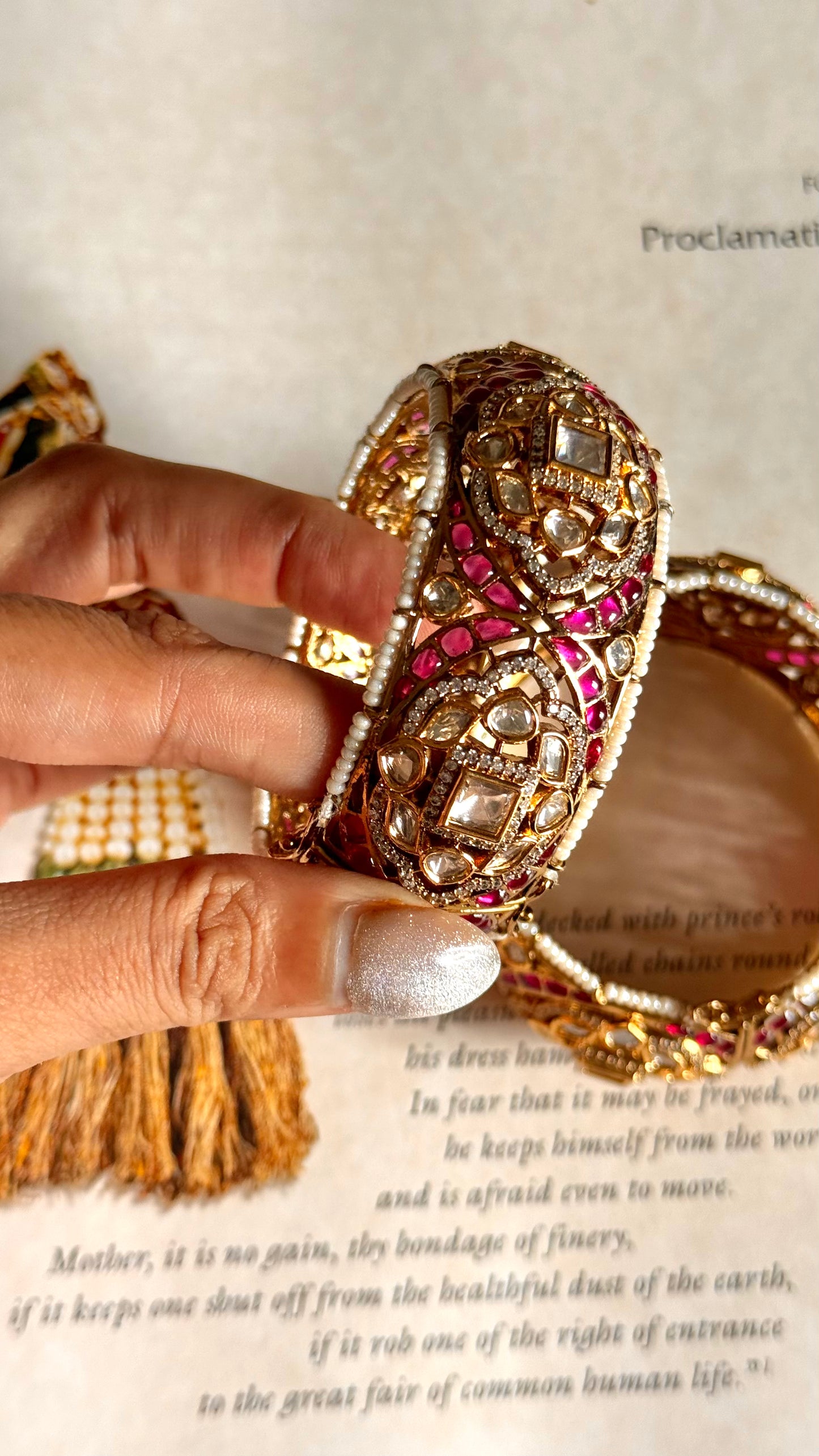 Rani pink moissanite golden bangle