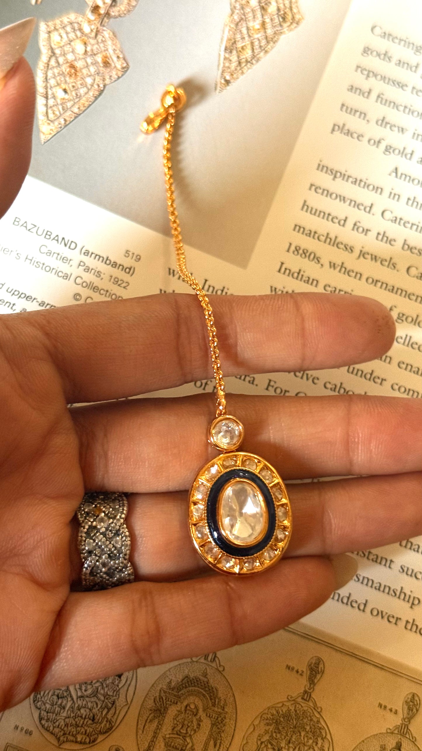Sapphire meenakari polki maangtika