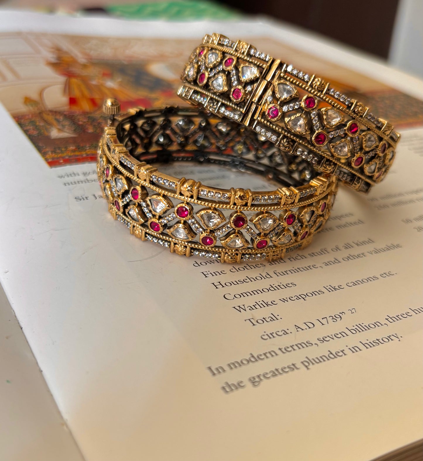 Ruby real moissanite victorian bangles