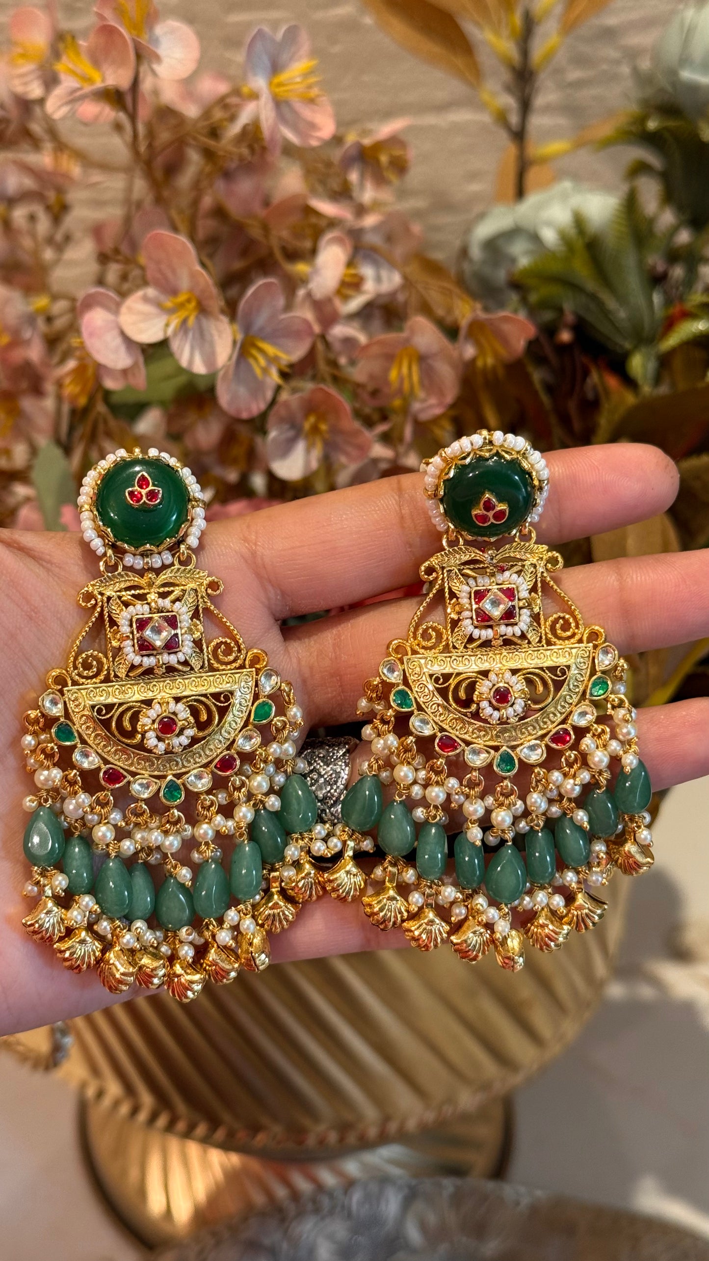 Heritage inlay work handmade chandbali
