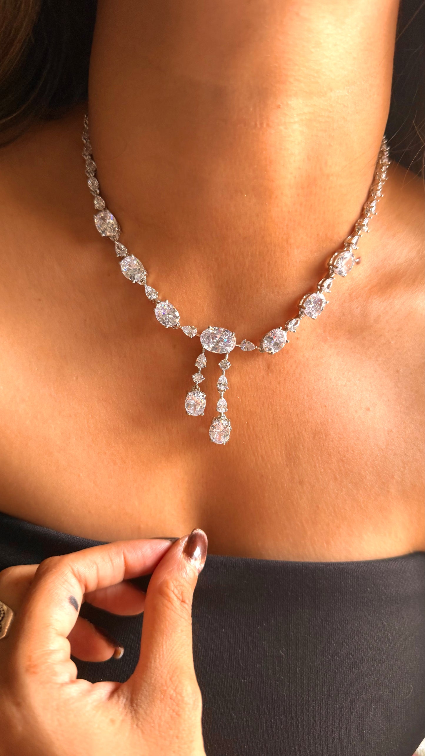 Cz diamond minimal necklace