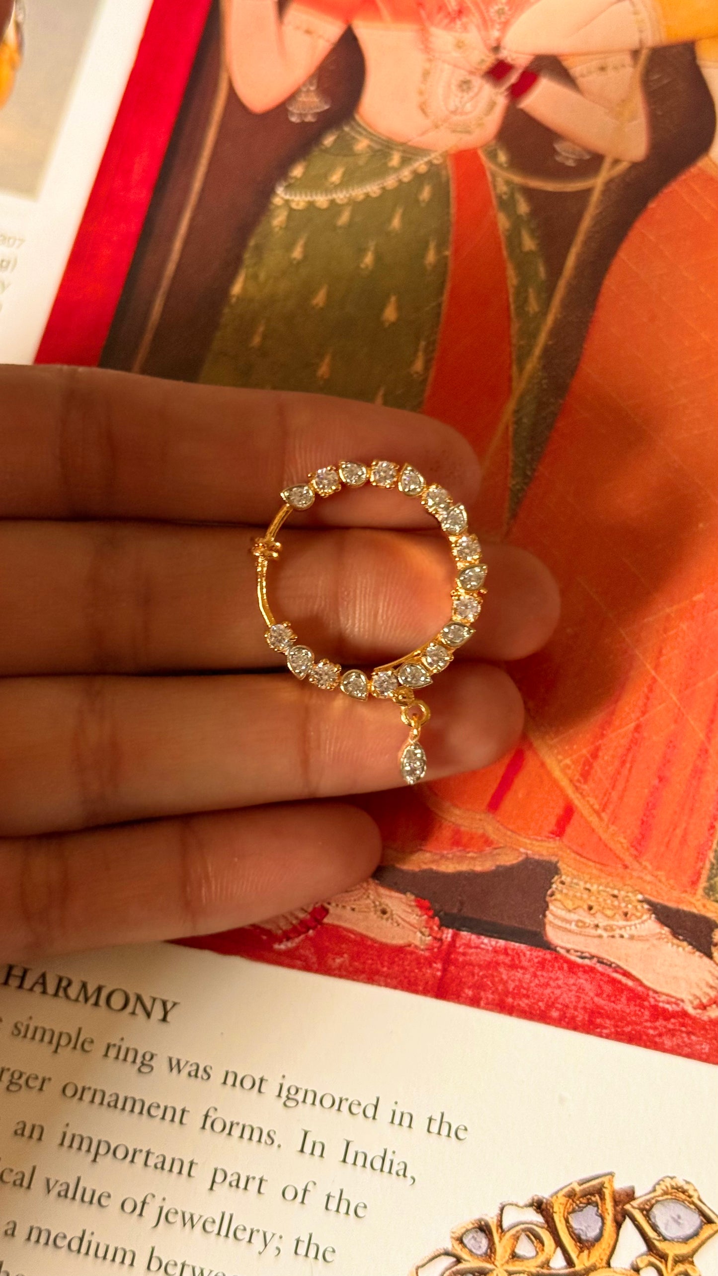 Cz diamond nath (gold)